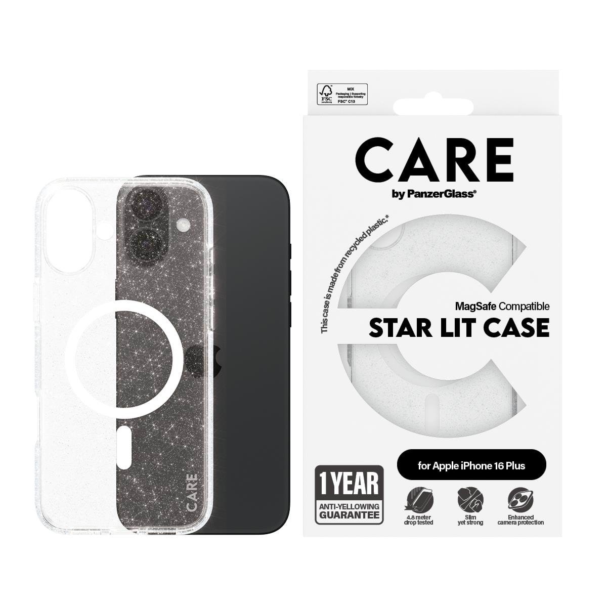 CARE by PanzerGlass Case Flagship Star Lit with White MagSafe iPhone 16 Plus