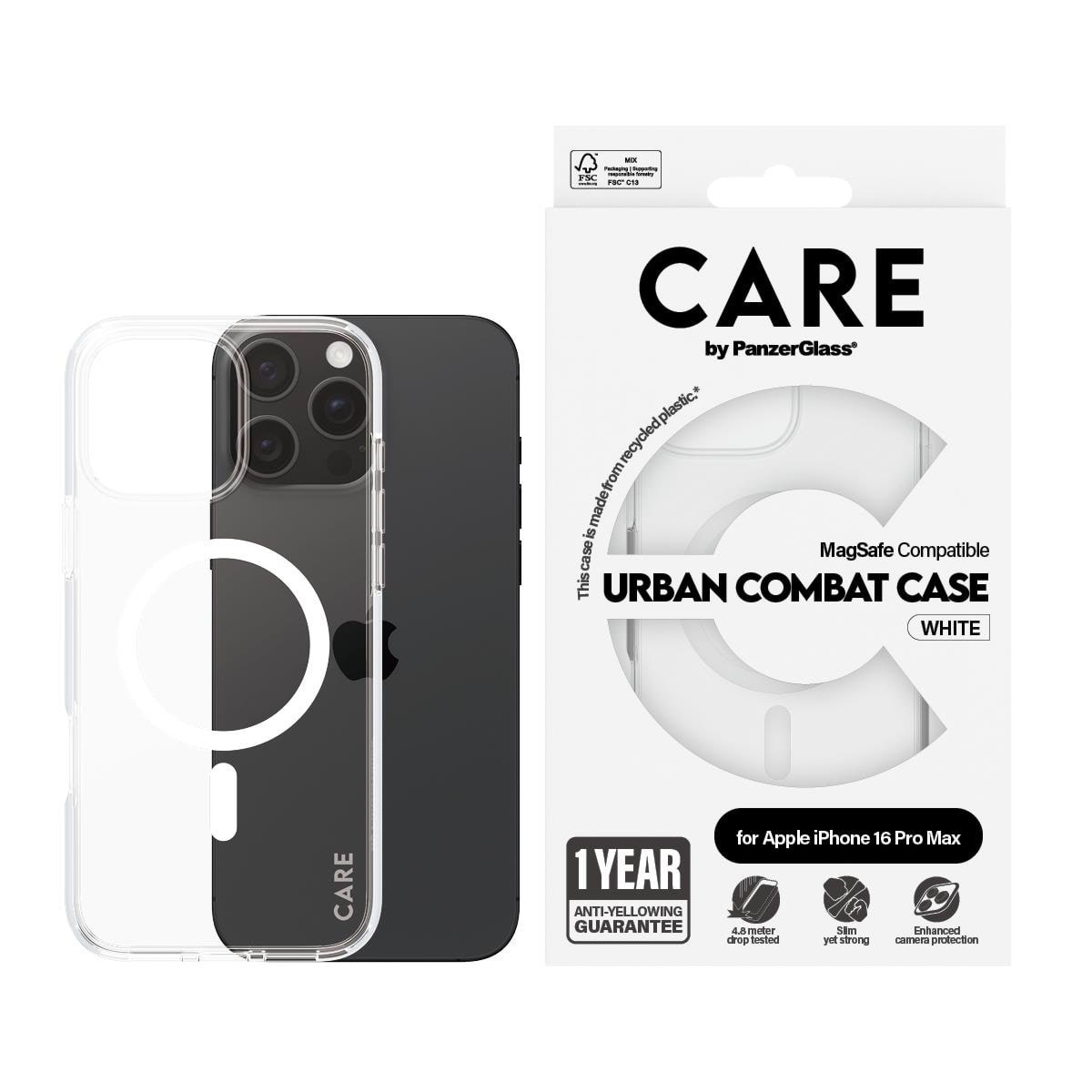 CARE by PanzerGlass Case Flagship White MagSafe iPhone 16 Pro Max Mobilcover PANZER1340