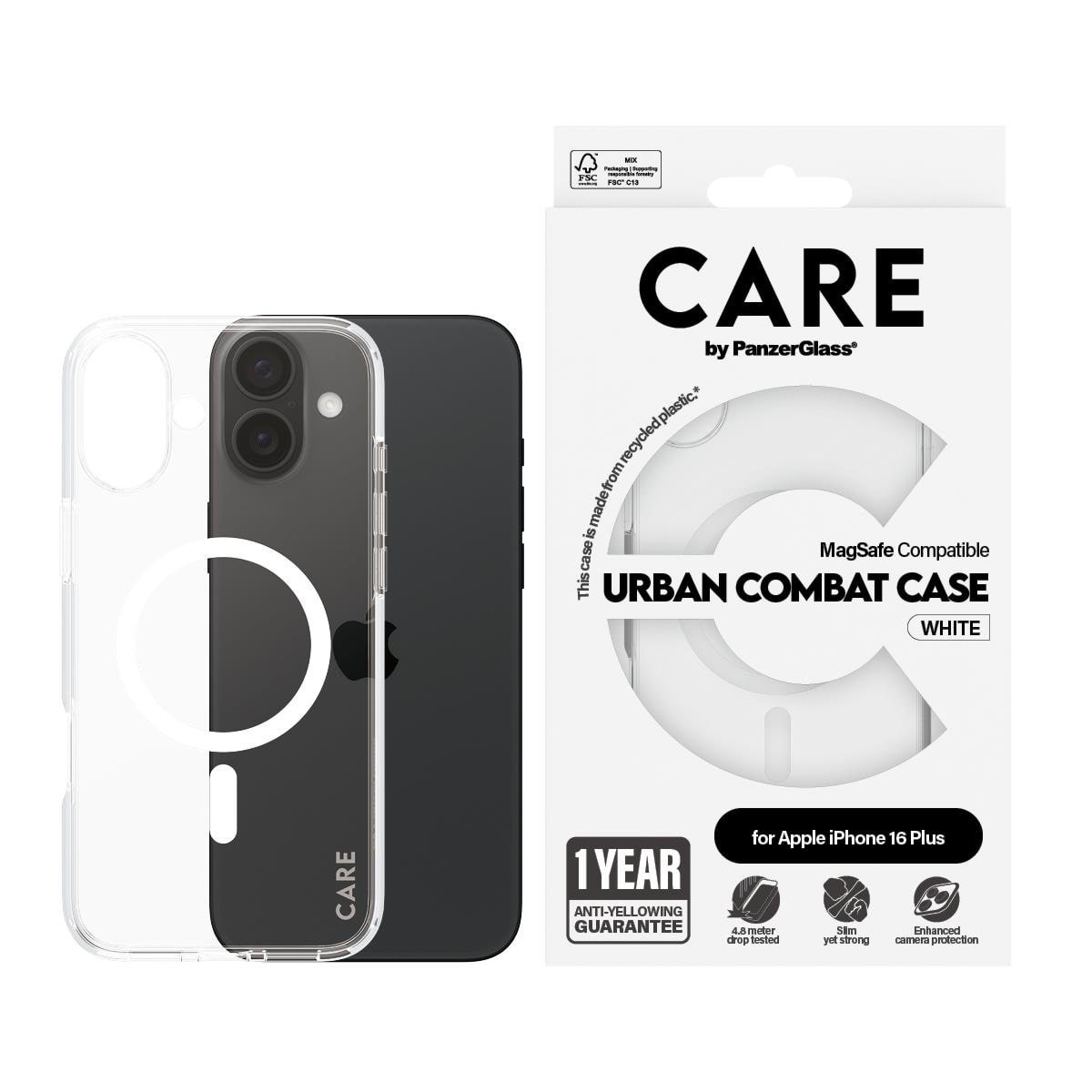 CARE by PanzerGlass Case Flagship White MagSafe iPhone 16 Plus Mobilcover PANZER1339
