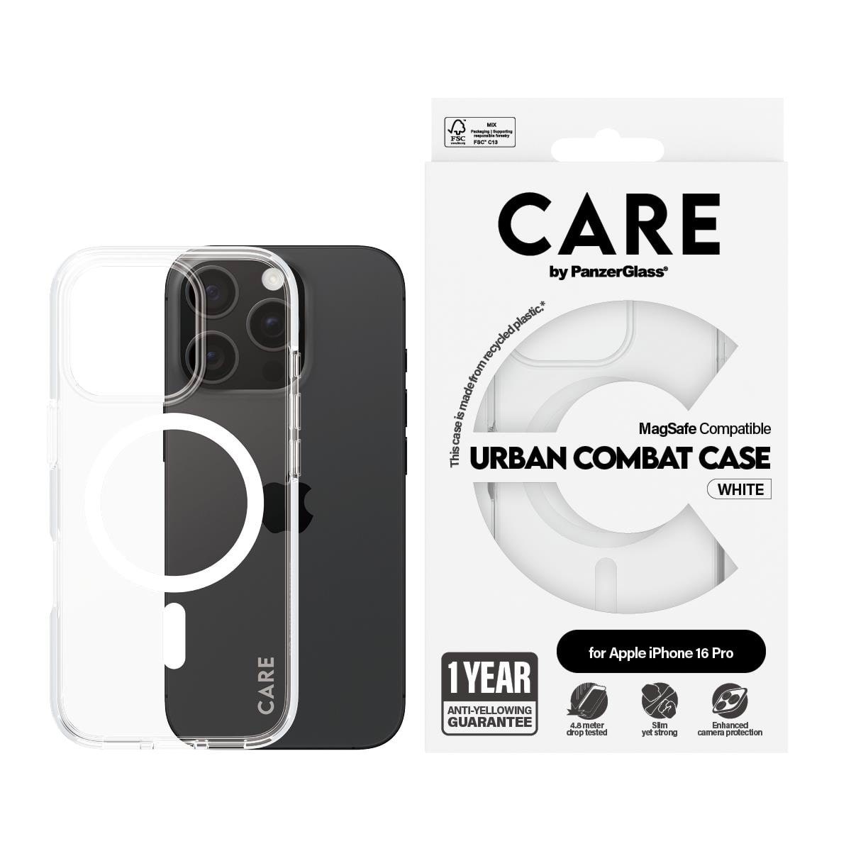 CARE by PanzerGlass Case Flagship White MagSafe iPhone 16 Pro Mobilcover PANZER1338