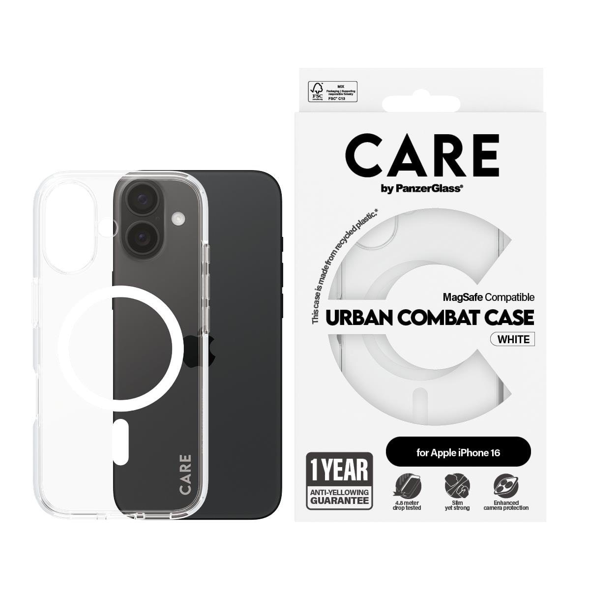CARE by PanzerGlass Case Flagship White MagSafe iPhone 16 Mobilcover PANZER1337