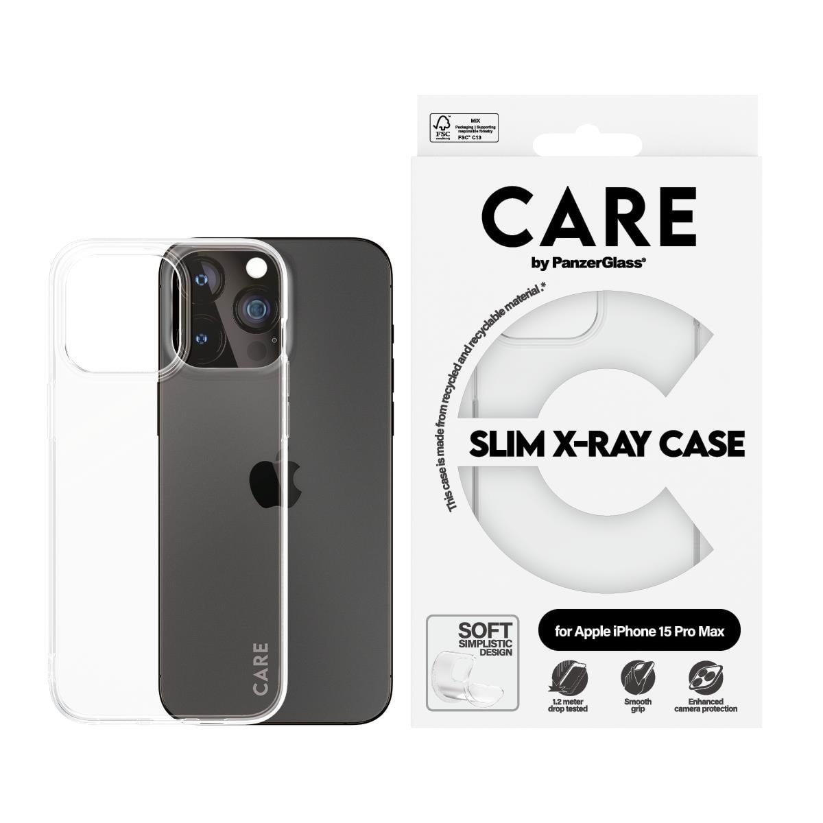 CARE by PanzerGlass Fashionable Case Transparent X-Ray Soft Basic iPhone 15 Pro Max Mobilcover PANZER1436
