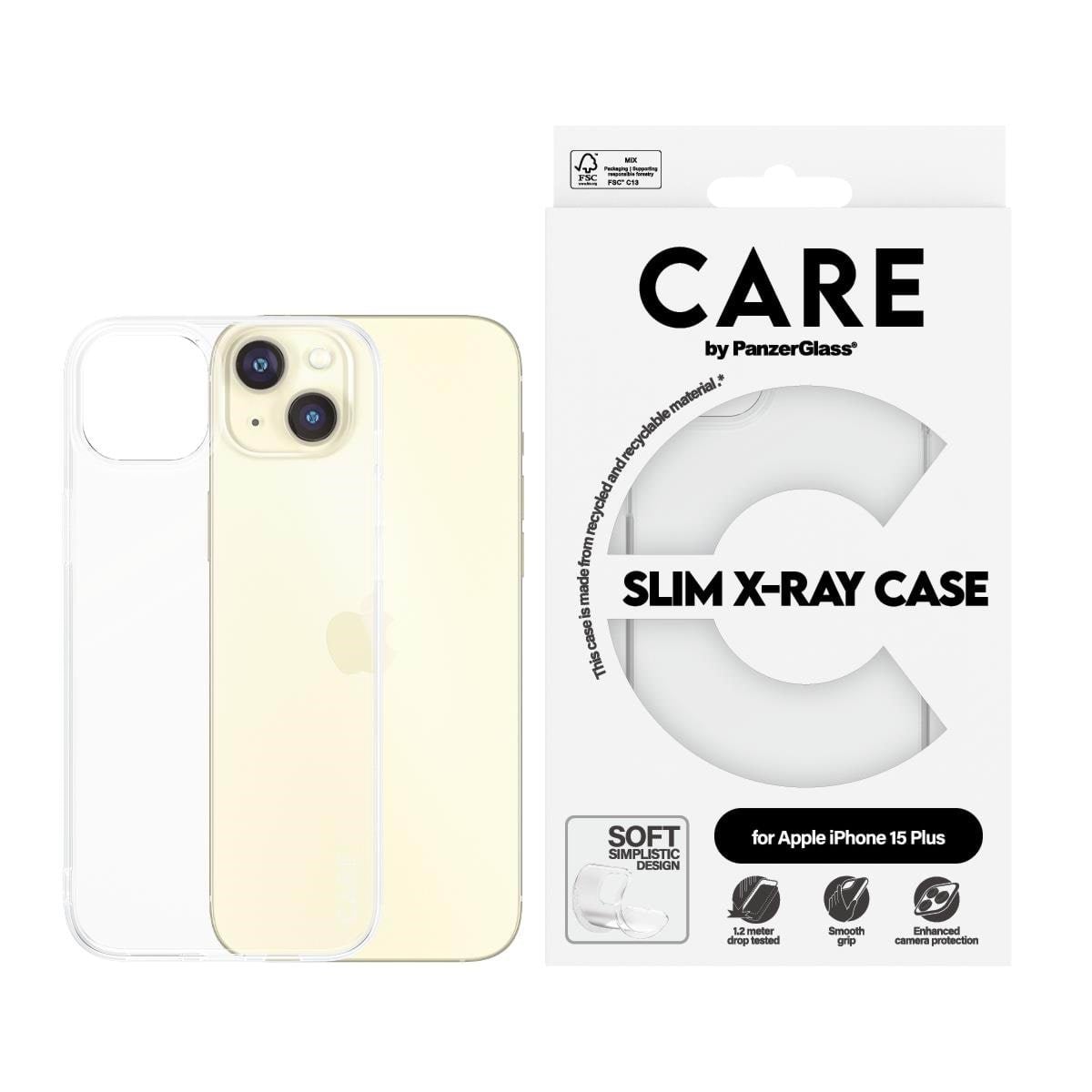 CARE by PanzerGlass Fashionable Case Transparent X-Ray Soft Basic iPhone 15 Plus