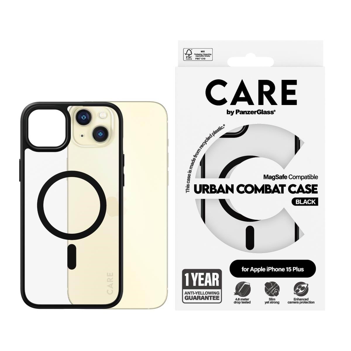 CARE by PanzerGlass Flagship Case Transparent Urban Combat w. Black MagSafe iPhone 15 Plus