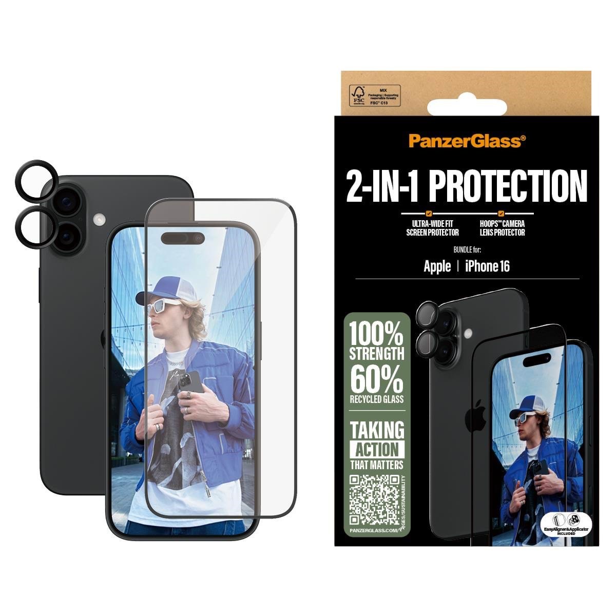 PanzerGlass 2-in-1 Bundle iPhone 16 Mobil Tilbehør PANZERB2861+1283