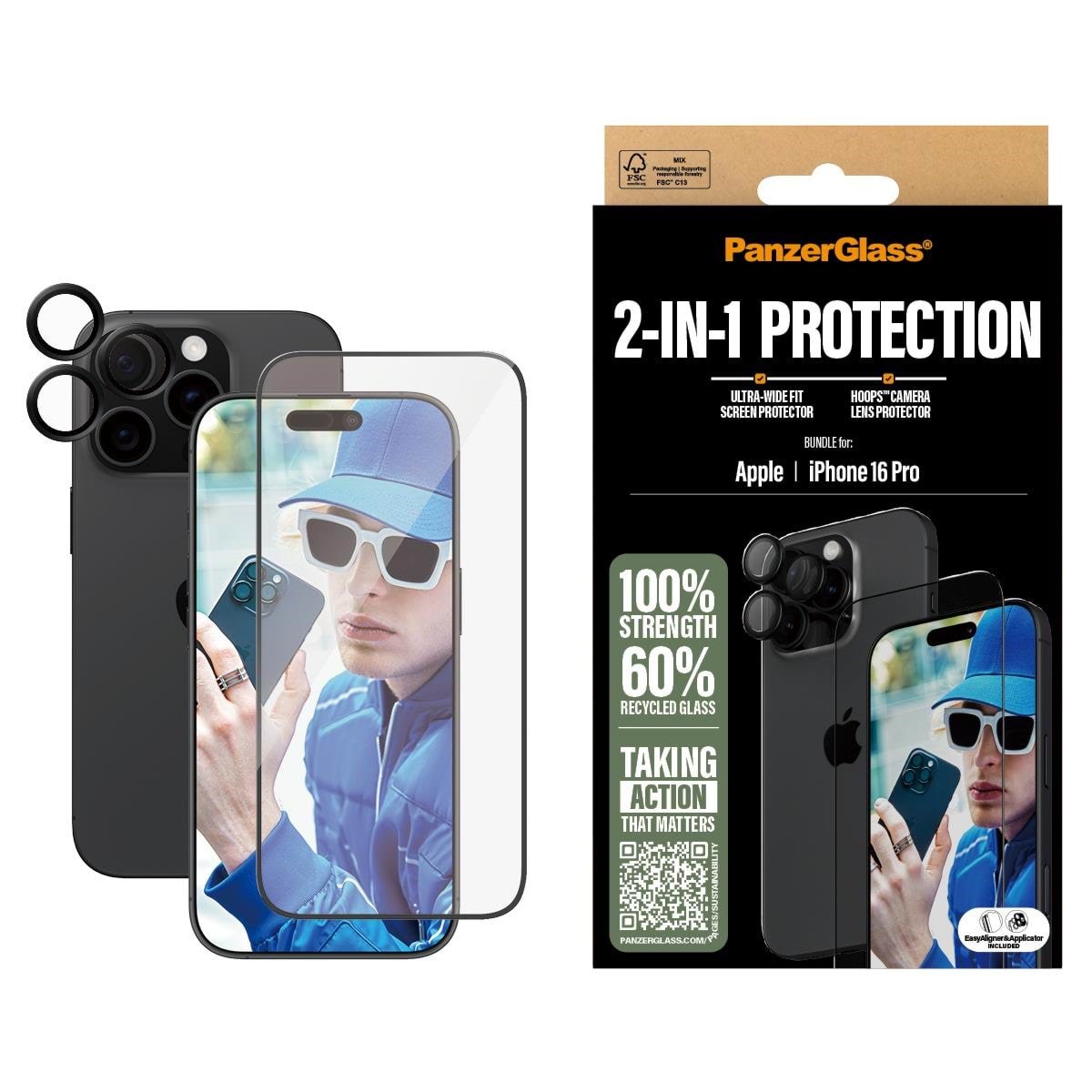 PanzerGlass 2-in-1 Bundle iPhone 16 Pro Mobil Tilbehør PANZERB2862+1284