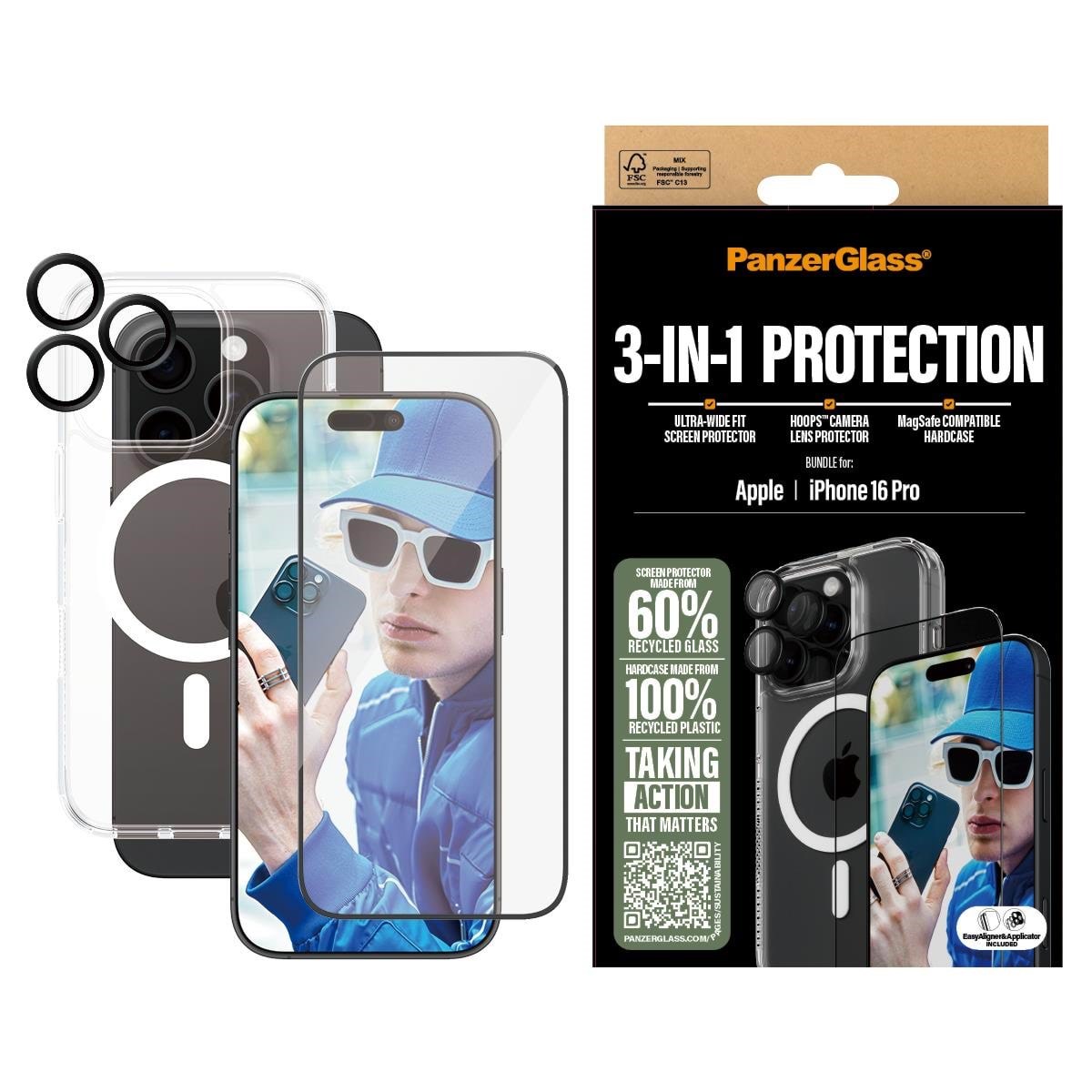 PanzerGlass 3-in-1 Protection Bundle iPhone 16 Pro Mobilcover PANZERB1292+2862+1284