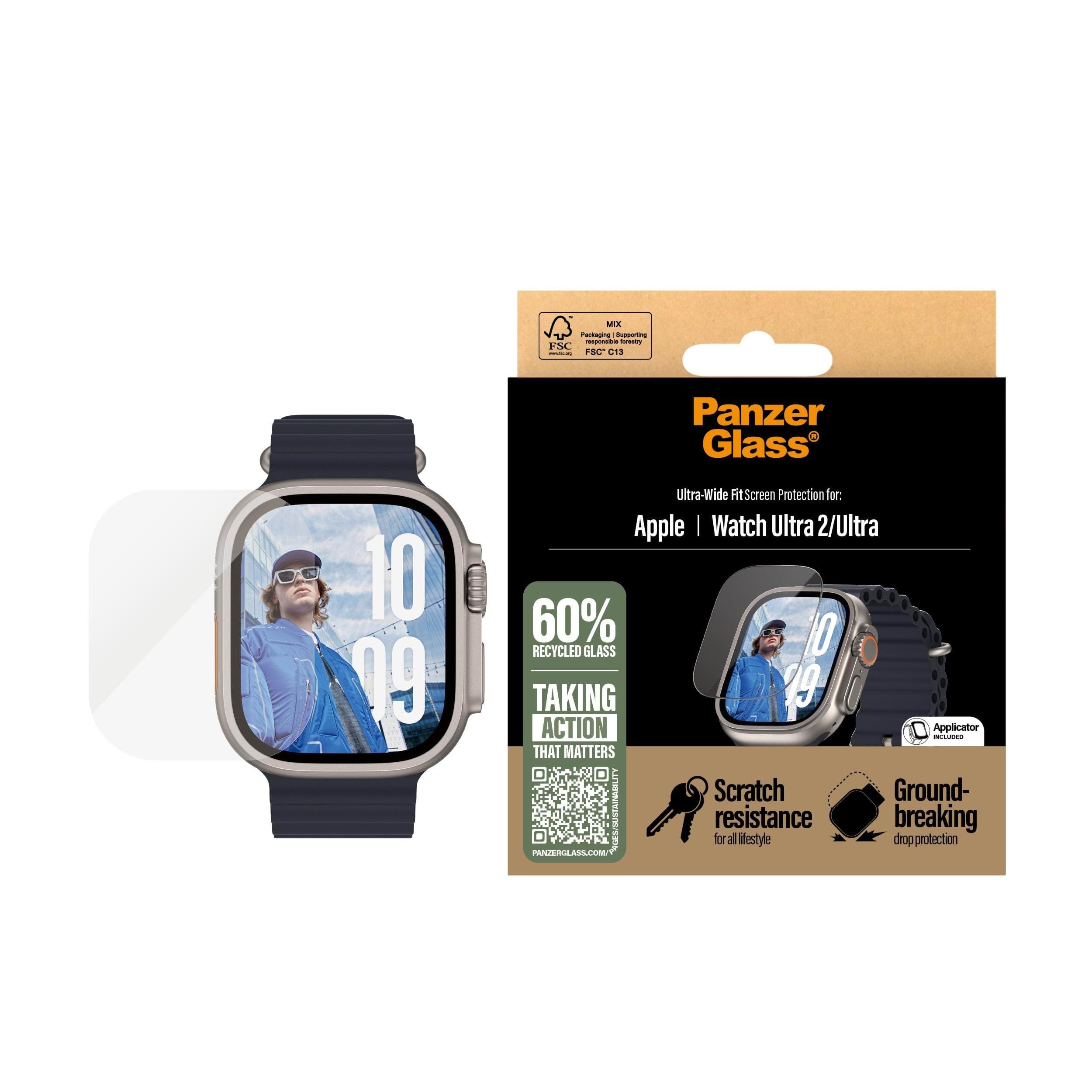 PanzerGlass Screen Protector Apple Watch Ultra 2 | Ultra-Wide Fit Smartwatch Tilbehør PANZER3712