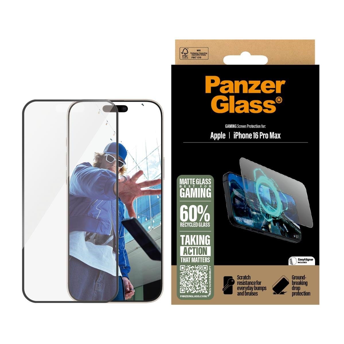 PanzerGlass Gaming Screen Protector iPhone 16 Pro Max | Ultra-Wide Fit Beskyttelsesglas PANZER2860