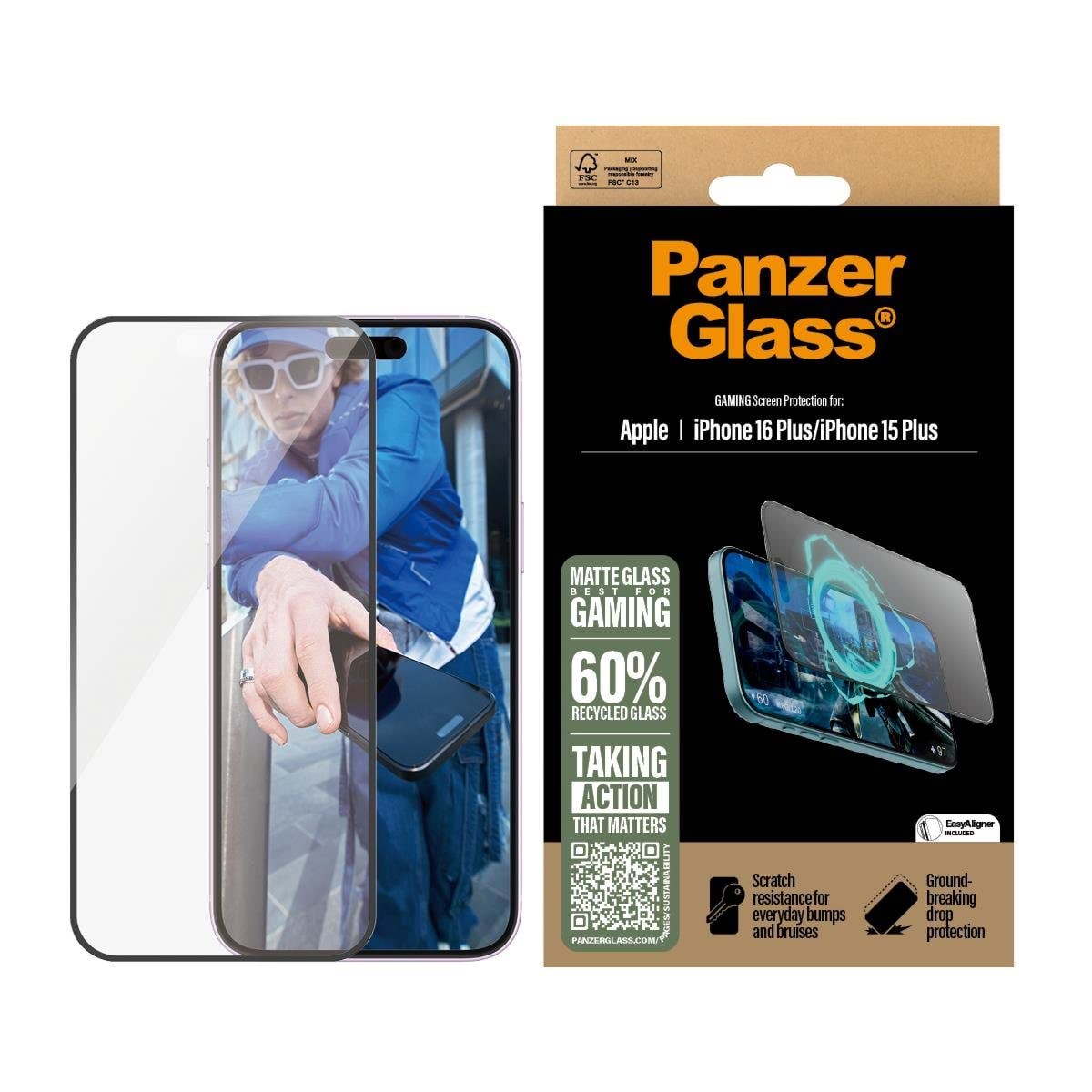 PanzerGlass Gaming Screen Protector iPhone 16 Plus | Ultra-Wide Fit Beskyttelsesglas PANZER2859