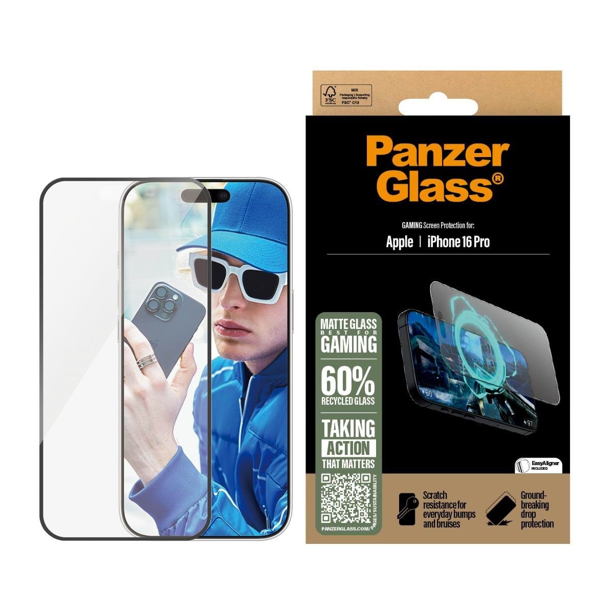 PanzerGlass Gaming Screen Protector iPhone 16 Pro | Ultra-Wide Fit Beskyttelsesglas PANZER2858