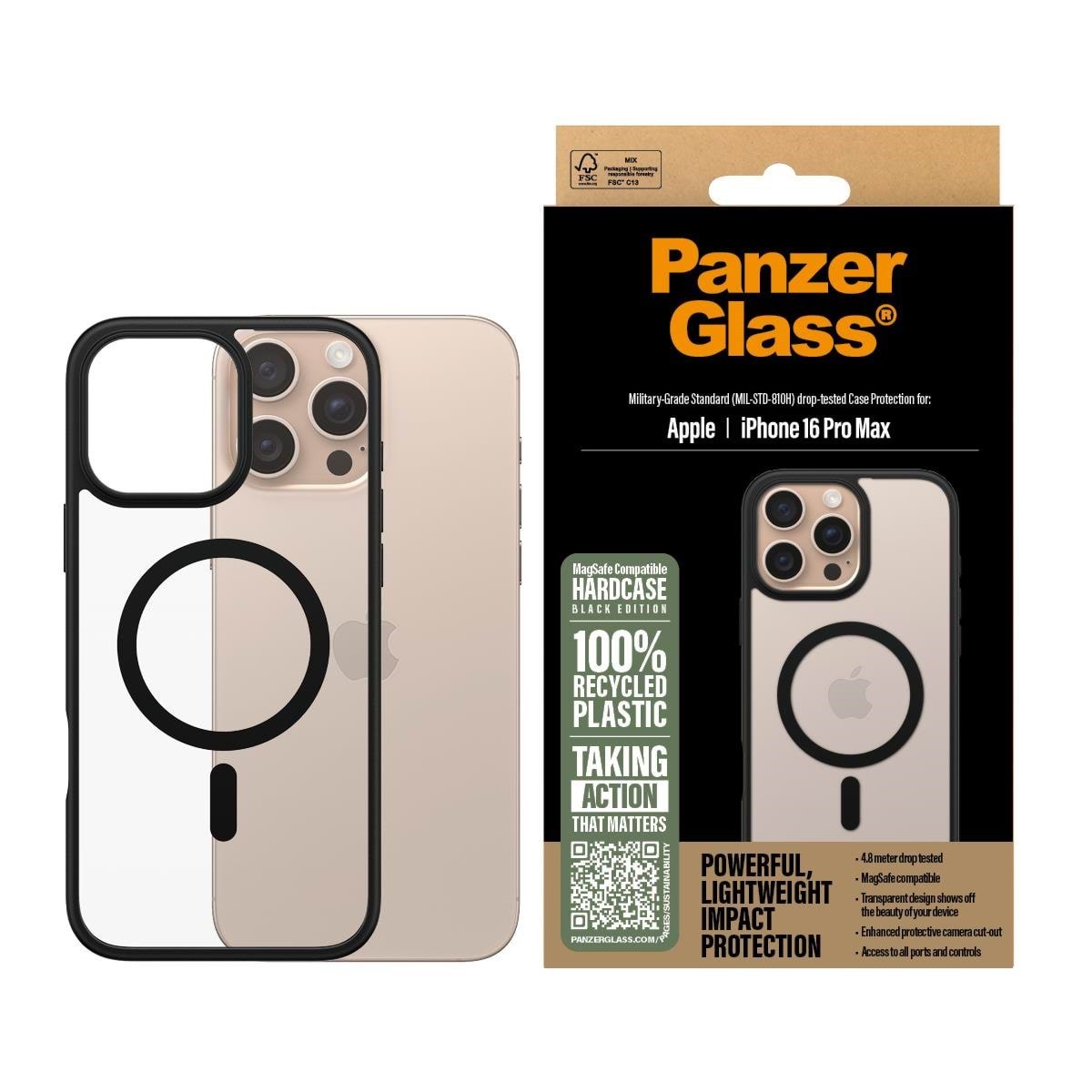 PanzerGlass HardCase Black MagSafe iPhone 16 Pro Max Mobilcover PANZER1304