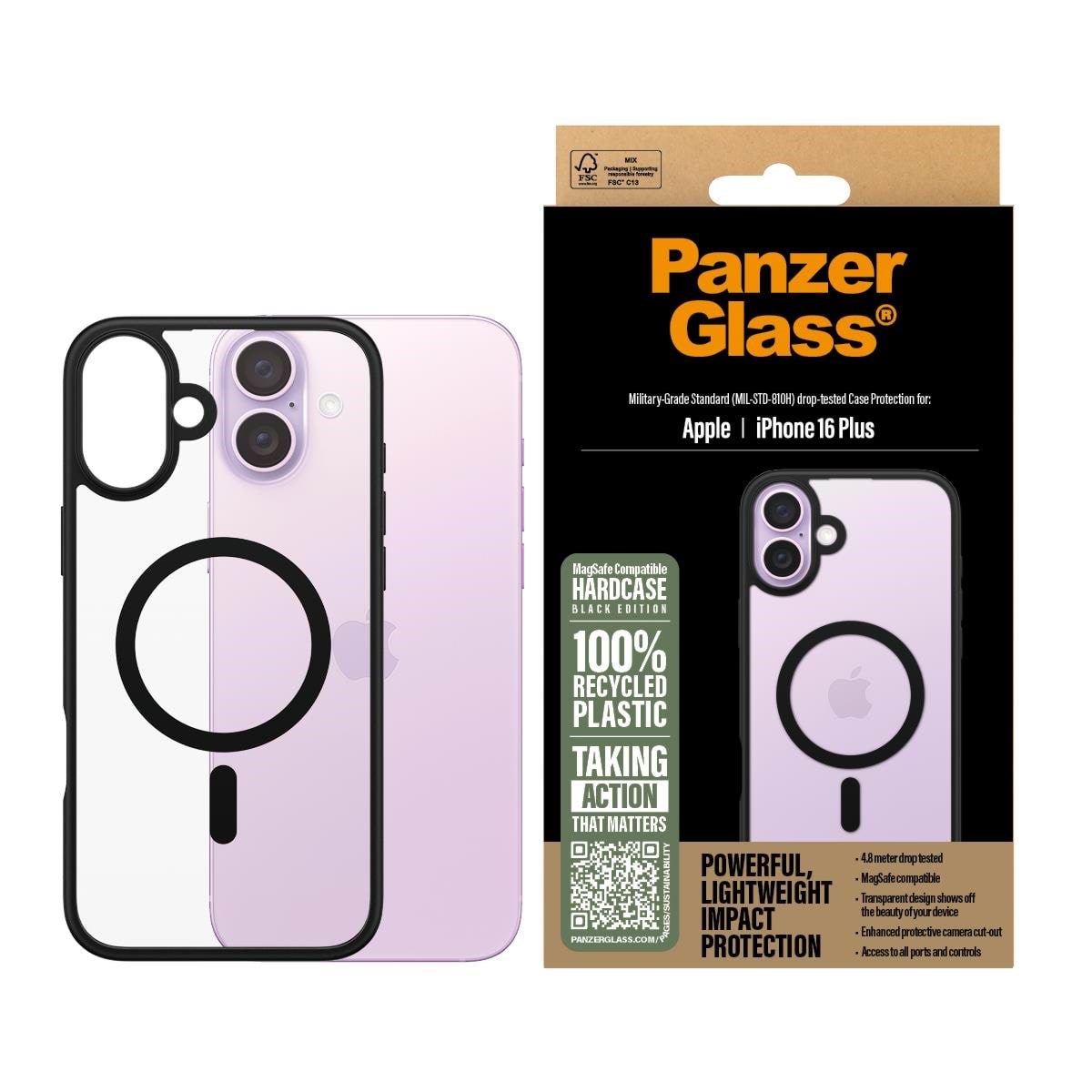 PanzerGlass HardCase Black MagSafe iPhone 16 Plus Mobilcover PANZER1303