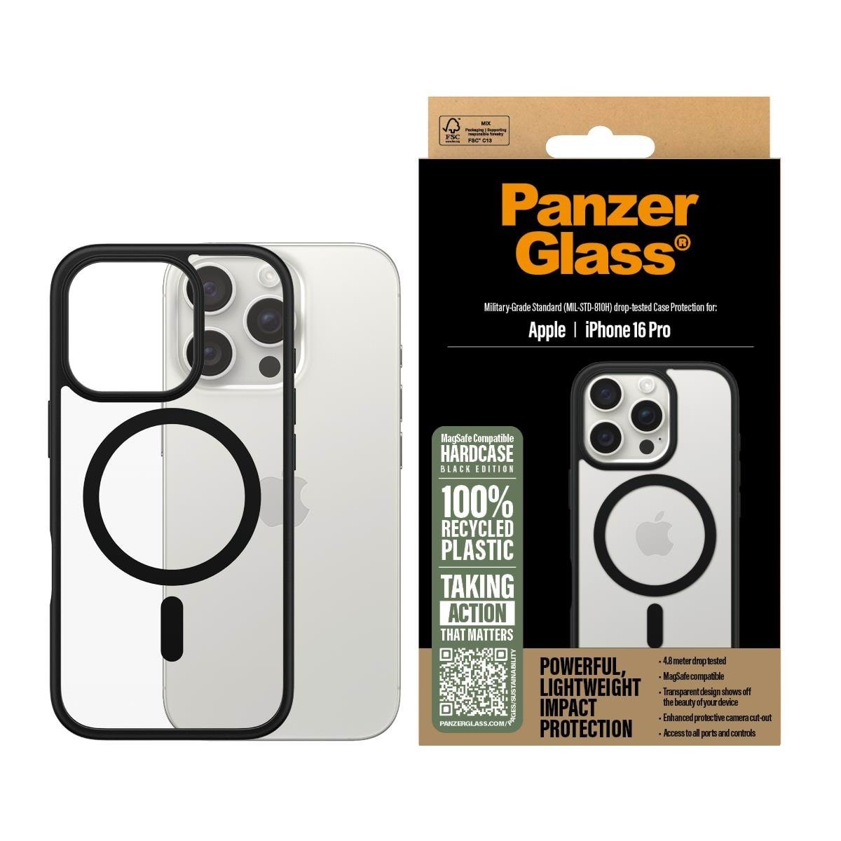 PanzerGlass HardCase Black MagSafe iPhone 16 Pro Mobilcover PANZER1302