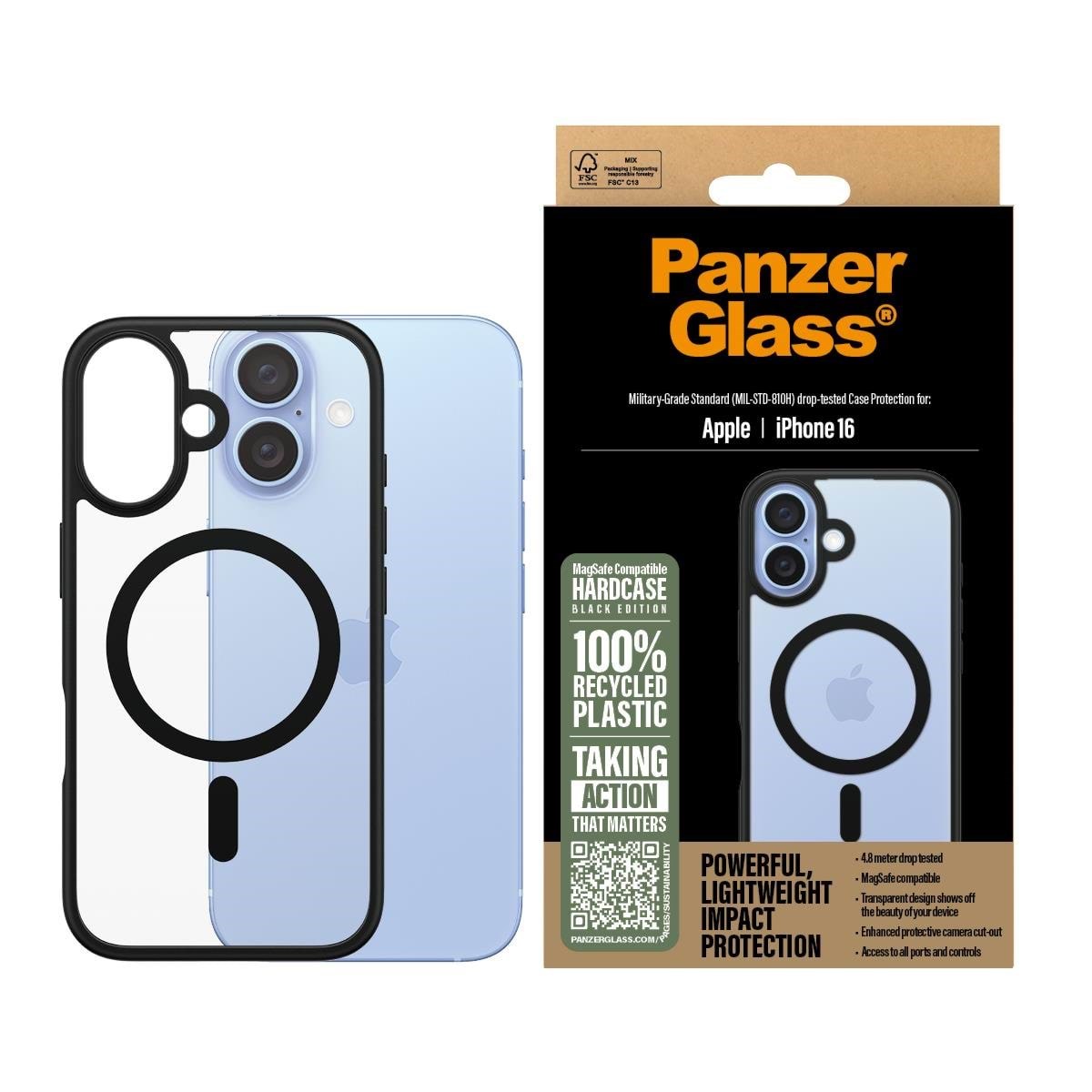 PanzerGlass HardCase Black MagSafe iPhone 16 Mobilcover PANZER1301
