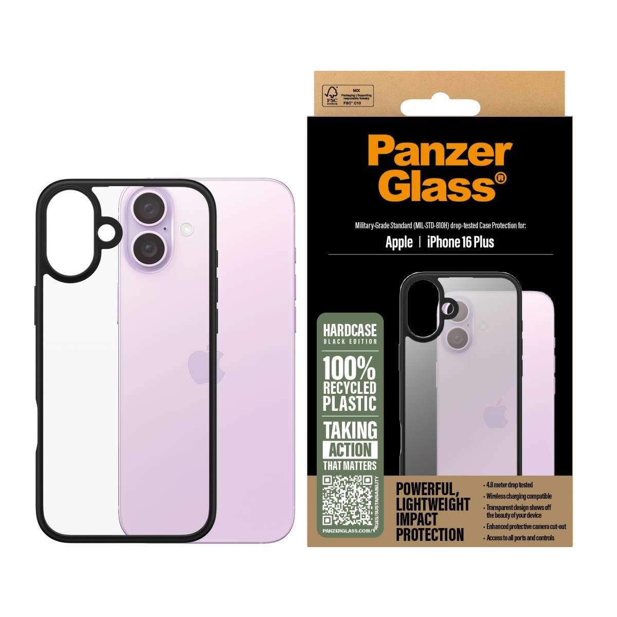 PanzerGlass HardCase Black iPhone 16 Plus Mobilcover PANZER1297