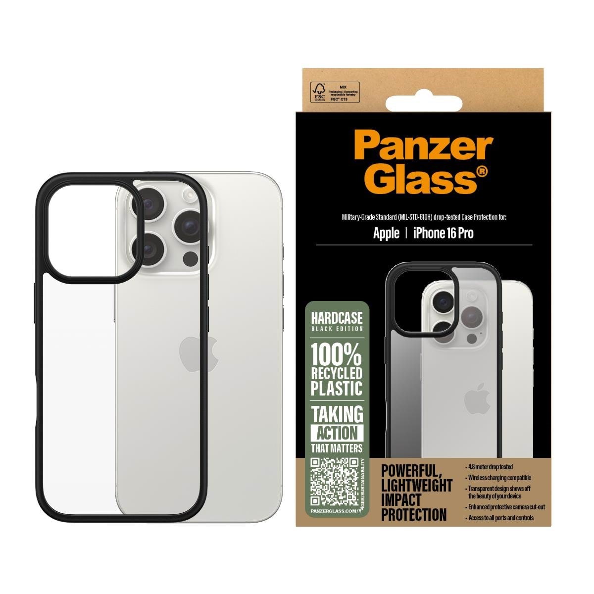 PanzerGlass HardCase Black iPhone 16 Pro Mobilcover PANZER1296