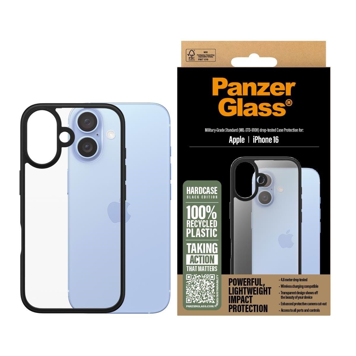 PanzerGlass HardCase Black iPhone 16 Mobilcover PANZER1295