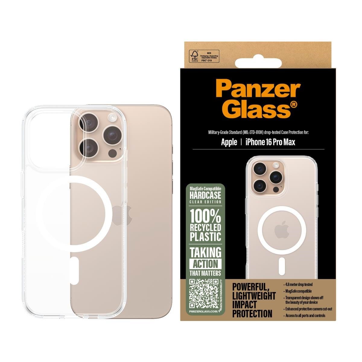PanzerGlass HardCase White MagSafe iPhone 16 Pro Max Mobilcover PANZER1294