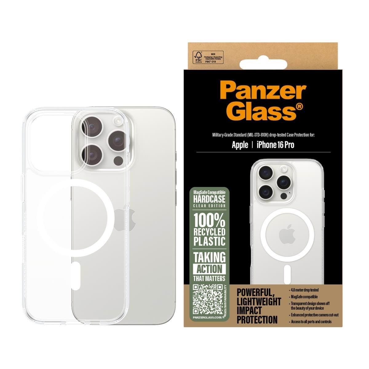 PanzerGlass HardCase White MagSafe iPhone 16 Pro Mobilcover PANZER1292