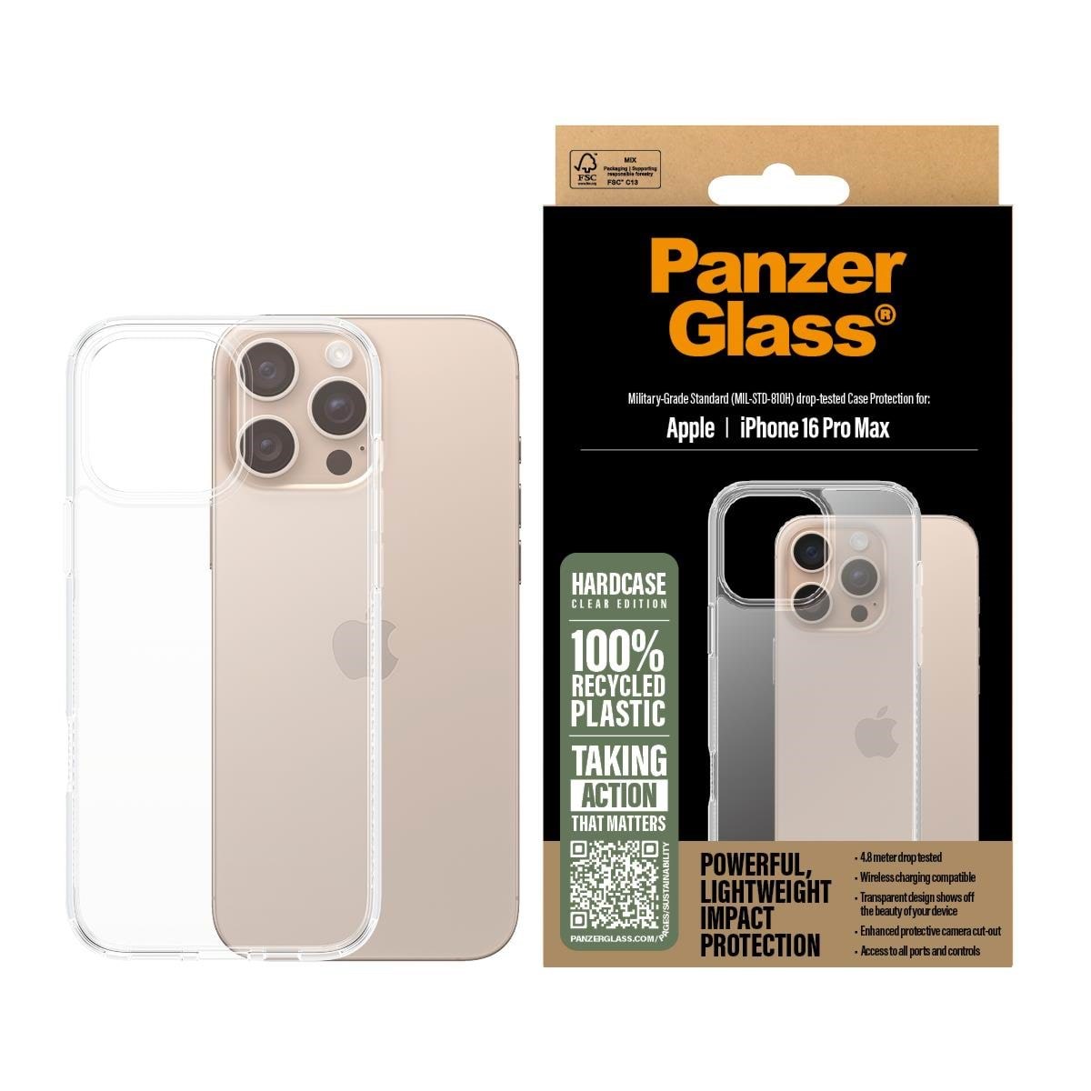 PanzerGlass HardCase Transparent iPhone 16 Pro Max Mobilcover PANZER1290