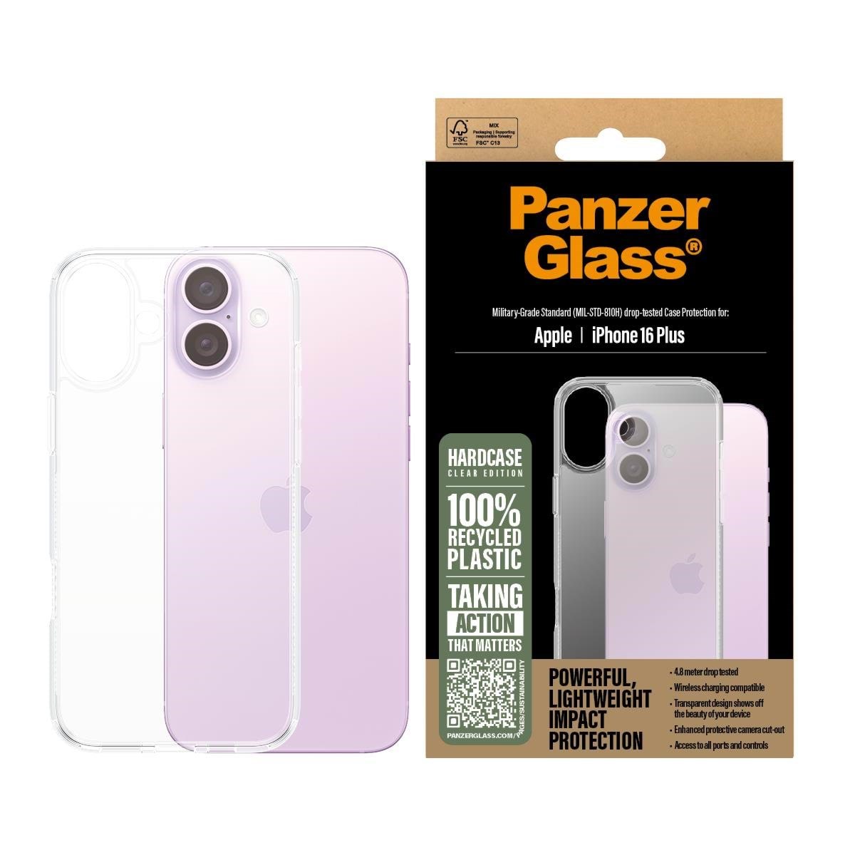 PanzerGlass HardCase Transparent iPhone 16 Plus Mobilcover PANZER1289