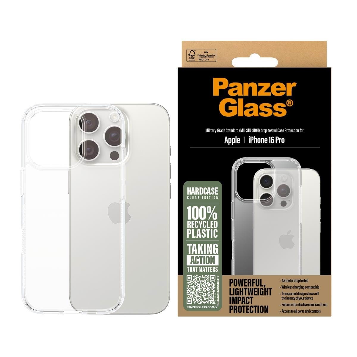 PanzerGlass HardCase Transparent iPhone 16 Pro Mobilcover PANZER1288