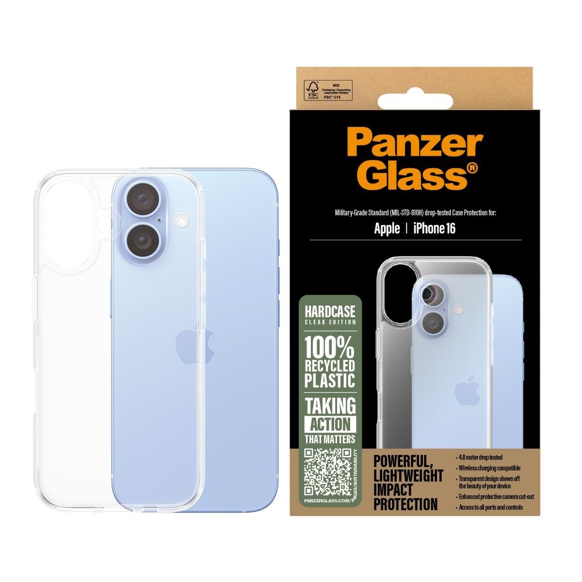 PanzerGlass HardCase Transparent iPhone 16 Mobilcover PANZER1287