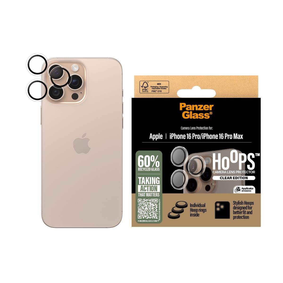 PanzerGlass Hoops Transparent Lens Protector iPhone 16 Pro | 16 Pro Max Mobil Tilbehør PANZER1286