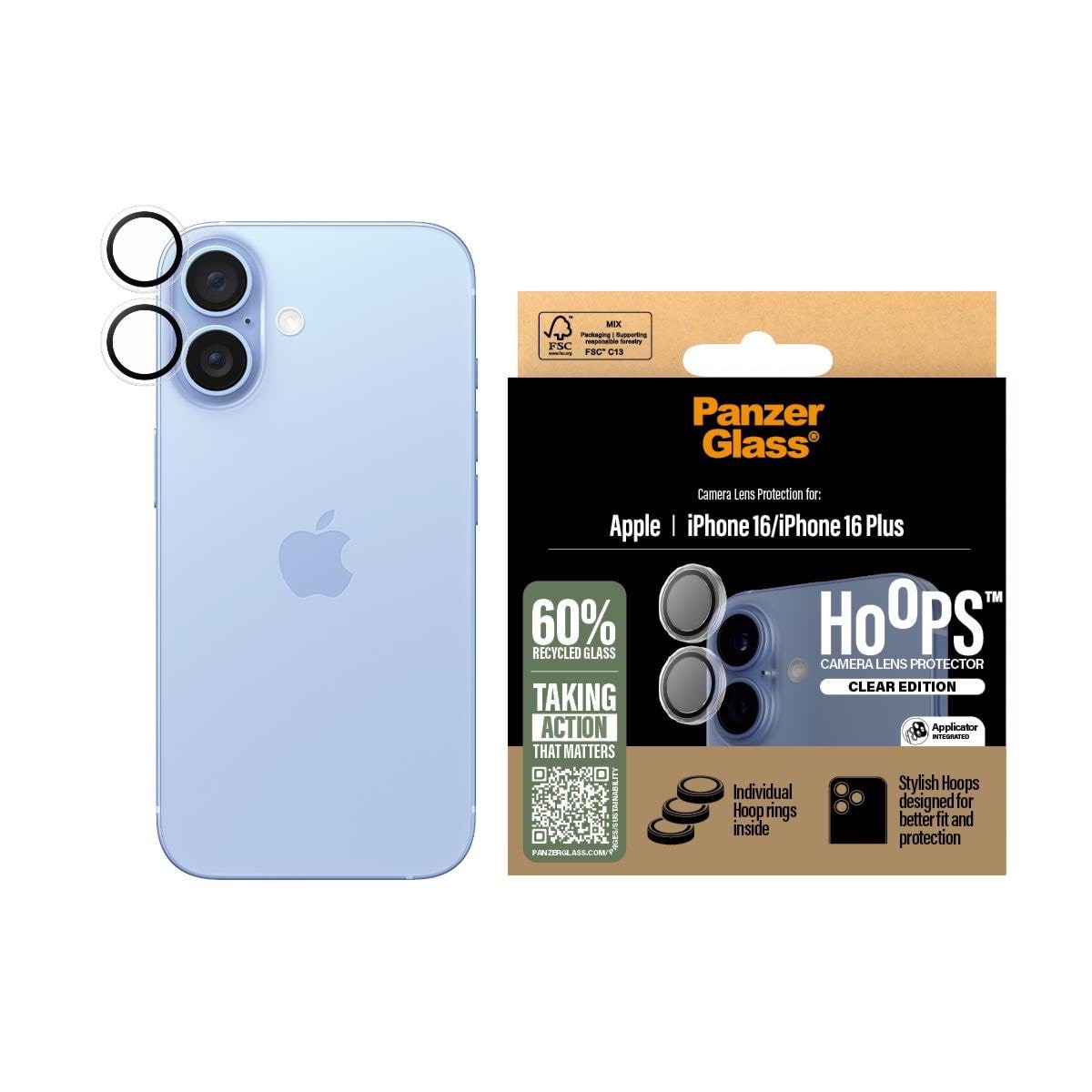 PanzerGlass Hoops Transparent Lens Protector iPhone 16 | 16 Plus Mobil Tilbehør PANZER1285