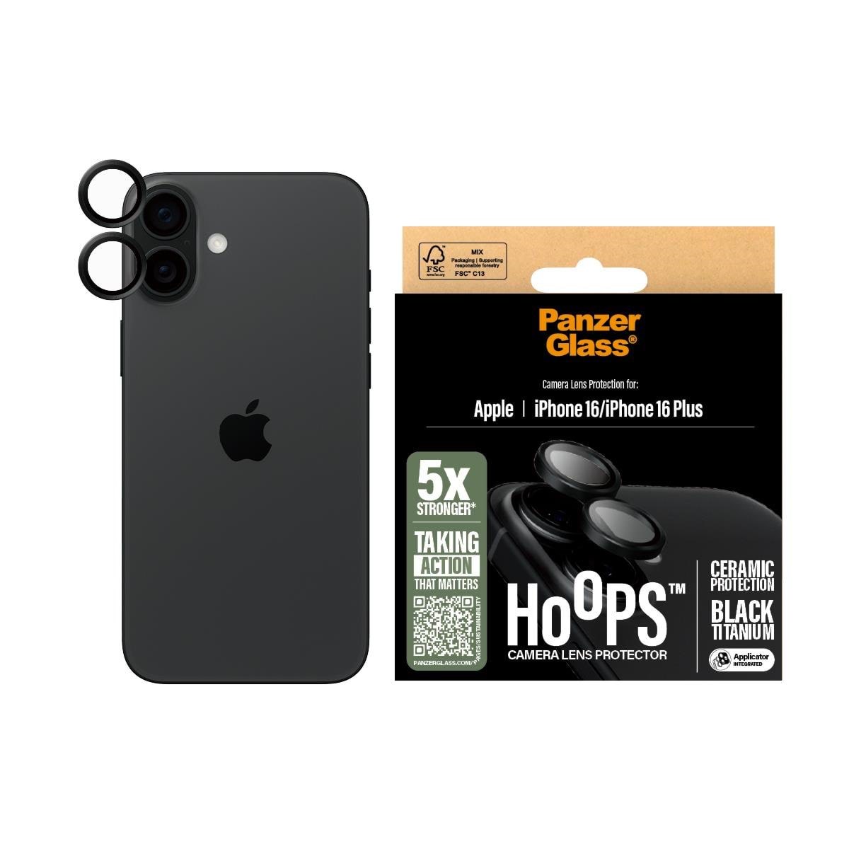 PanzerGlass Hoops Ceramic Lens Protector iPhone 16 | 16 Plus Mobil Tilbehør PANZER1281
