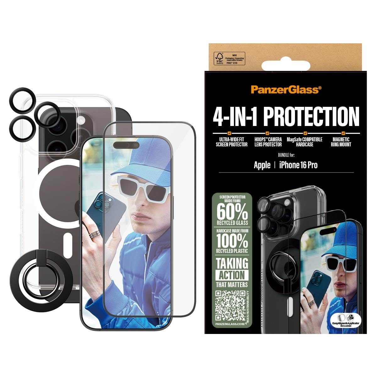 PanzerGlass 4-in-1 Protection Bundle iPhone 16 Pro Beskyttelsesglas PANZERB1292+2862+1284+S