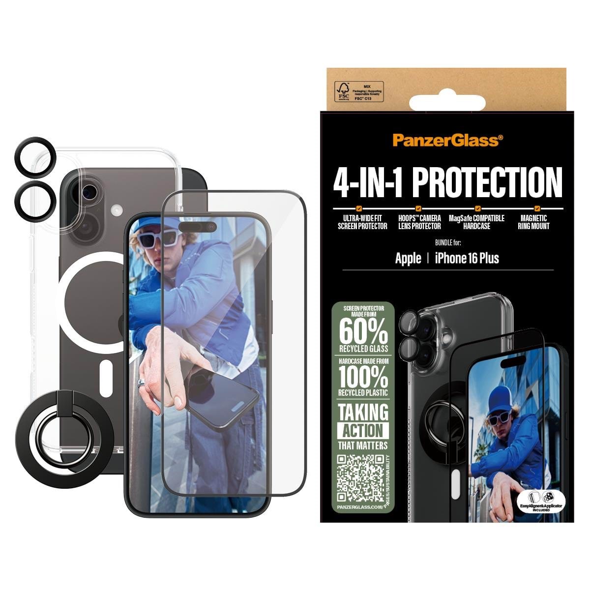 PanzerGlass 4-in-1 Protection Bundle iPhone 16 Plus Beskyttelsesglas PANZERB1293+2863+1283+S