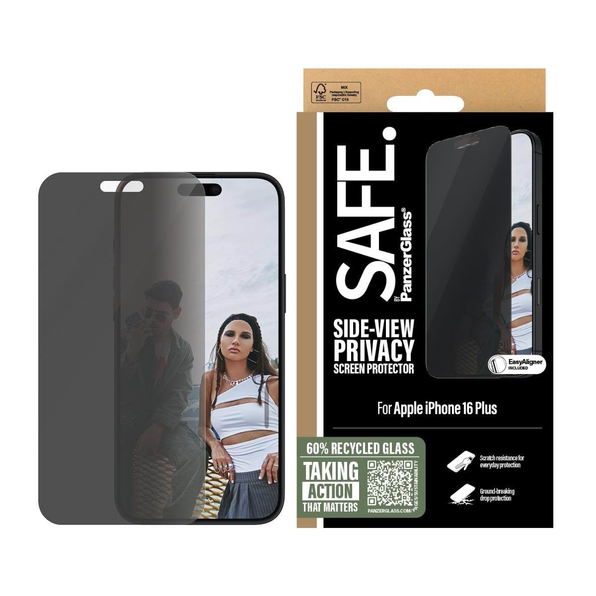 SAFE by PanzerGlass Privacy Screen Protector iPhone 16 Plus | Ultra-Wide Fit
