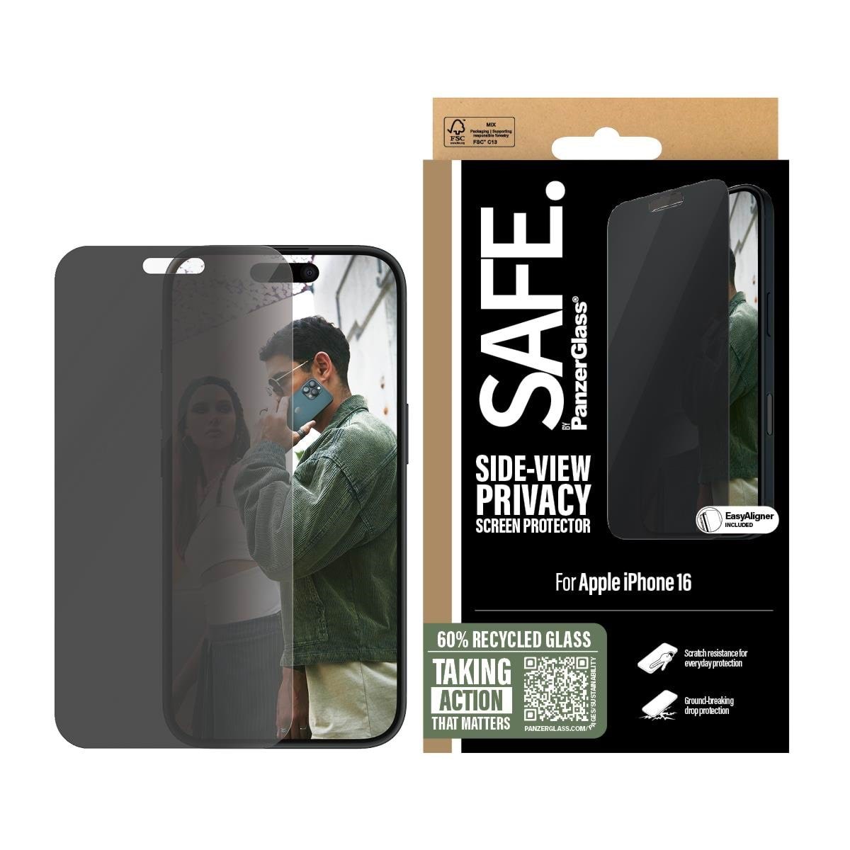 SAFE by PanzerGlass Privacy Screen Protector iPhone 16 | Ultra-Wide Fit