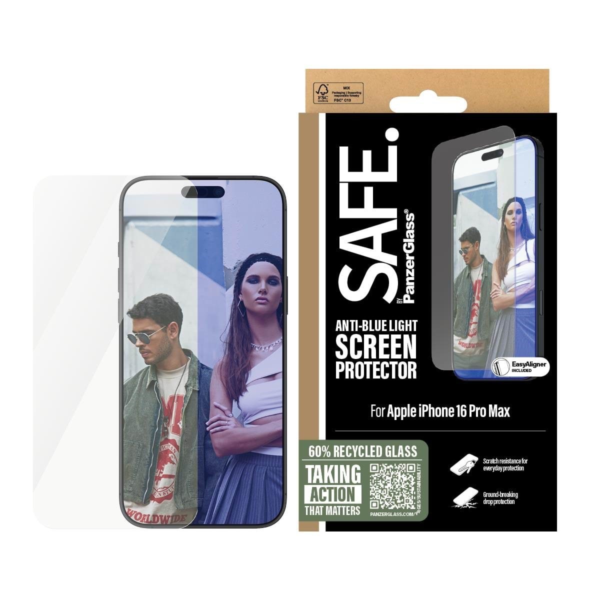 SAFE by PanzerGlass EyeCare Screen Protector iPhone 16 Pro Max | Ultra-Wide Fit Beskyttelsesglas SAFE95882