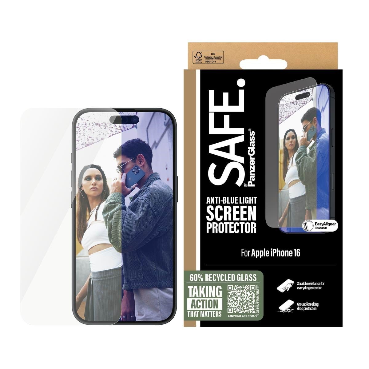 SAFE by PanzerGlass EyeCare Screen Protector iPhone 16 | Ultra-Wide Fit Beskyttelsesglas SAFE95879