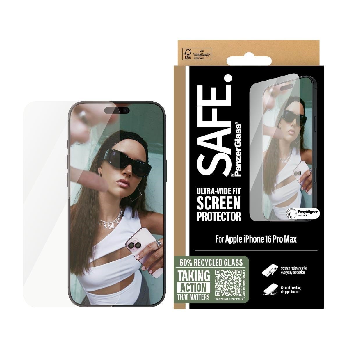 SAFE by PanzerGlass Screen Protector iPhone 16 Pro Max | Ultra-Wide Fit