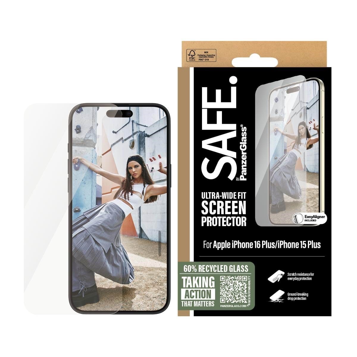 SAFE by PanzerGlass Screen Protector iPhone 16 Plus | Ultra-Wide Fit Beskyttelsesglas SAFE95877