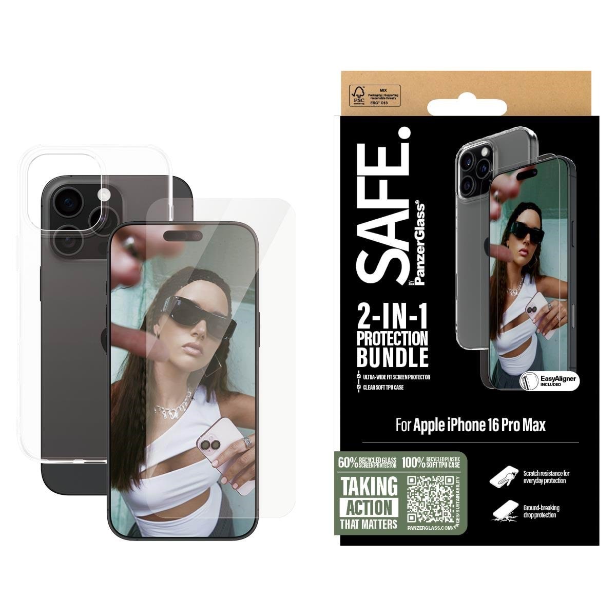 SAFE by PanzerGlass 2-in-1 Protection Bundle iPhone 16 Pro Max Beskyttelsesglas BSAFE95899