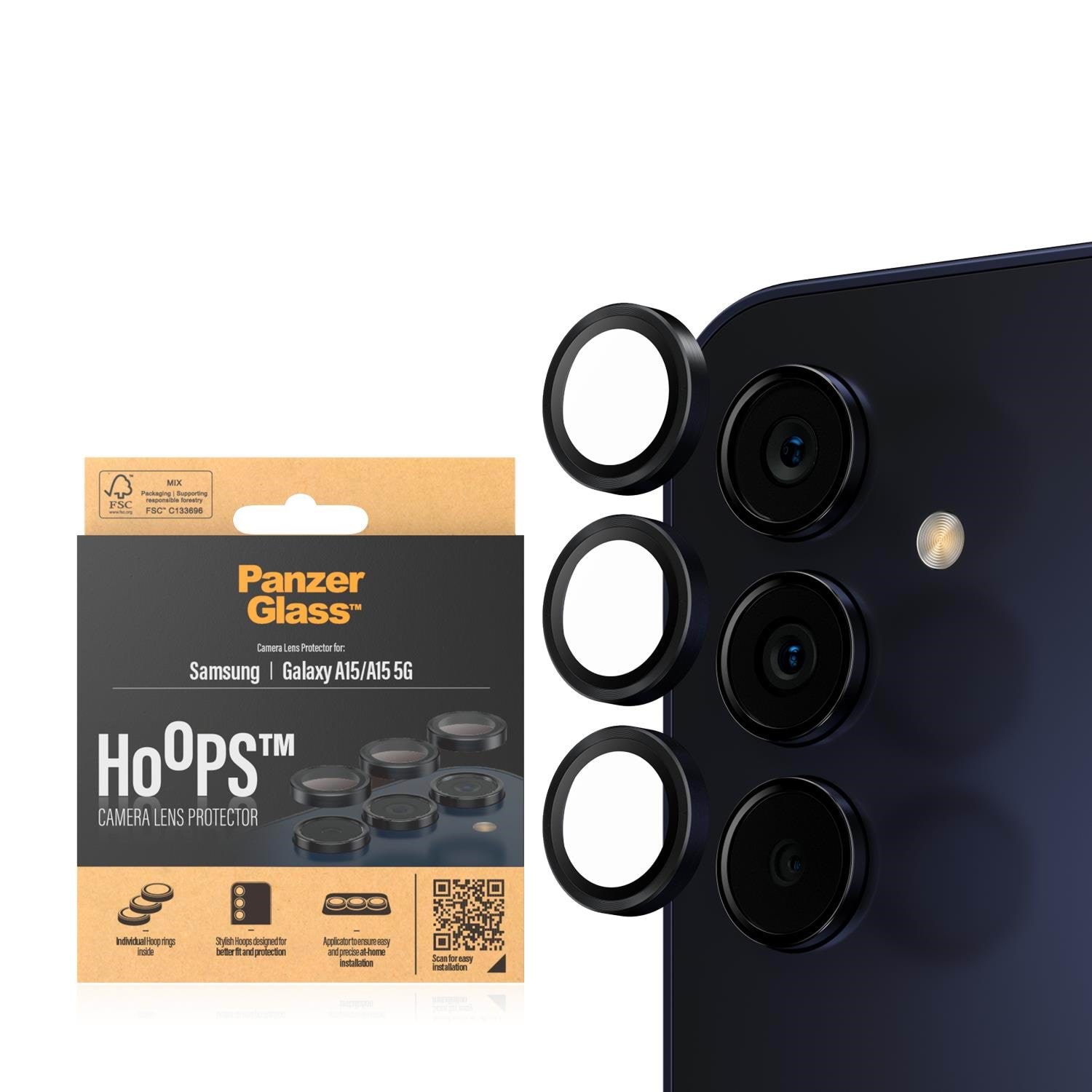 PanzerGlass Hoops Camera Lens Protector Samsung Galaxy A15 | A15 5G | Black