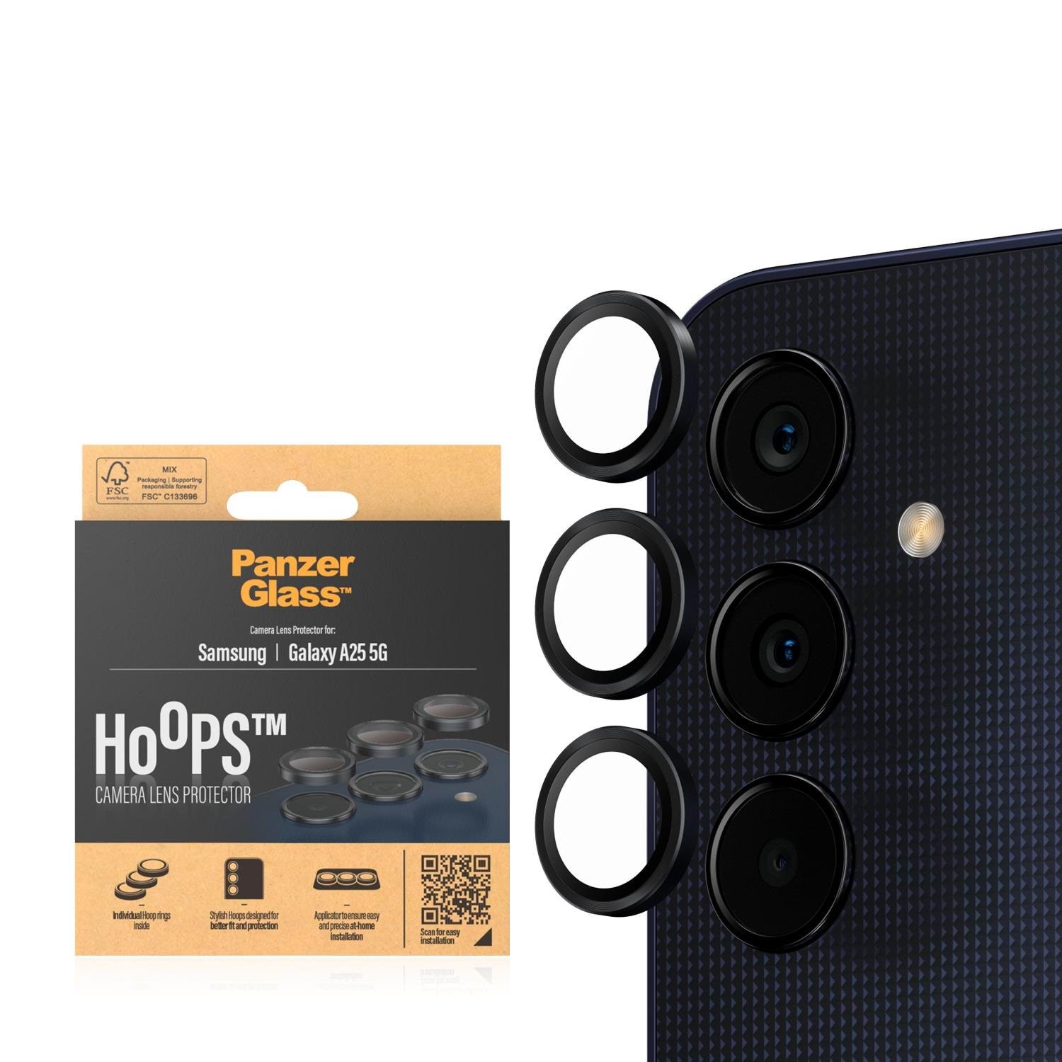PanzerGlass Hoops Camera Lens Protector Samsung Galaxy A25 5G | Black Mobil Tilbehør PANZER1225