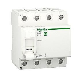 Schneider Electric Resi9 XP RCD/HPFI fejlstrømsafbryder 4P 63A 30mA klasse A 72mm
