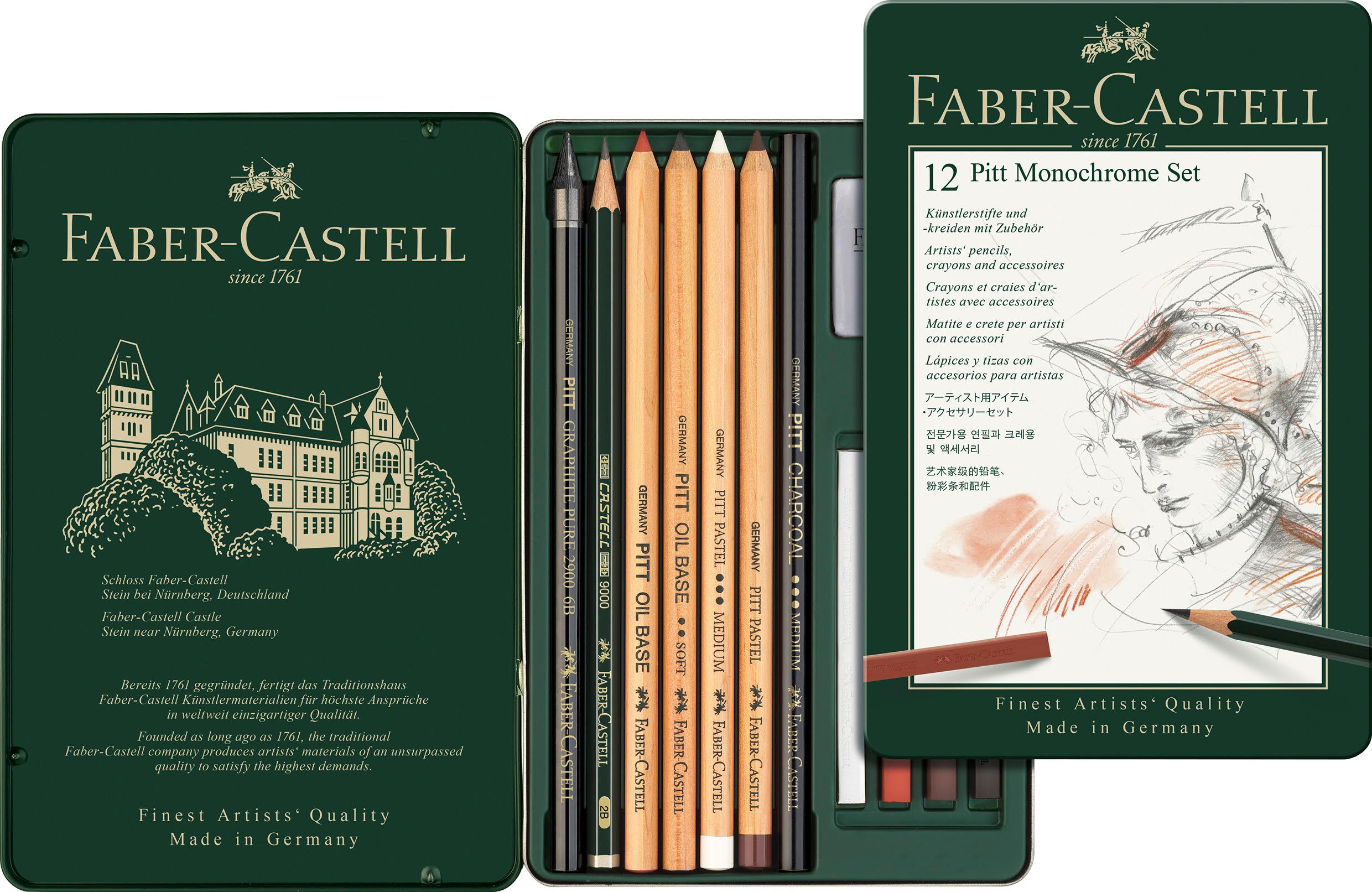 Faber-Castell Pitt monochrome 12 stk NY Tegneværktøj Farvet blyant, kridt og blyantsæt 112975