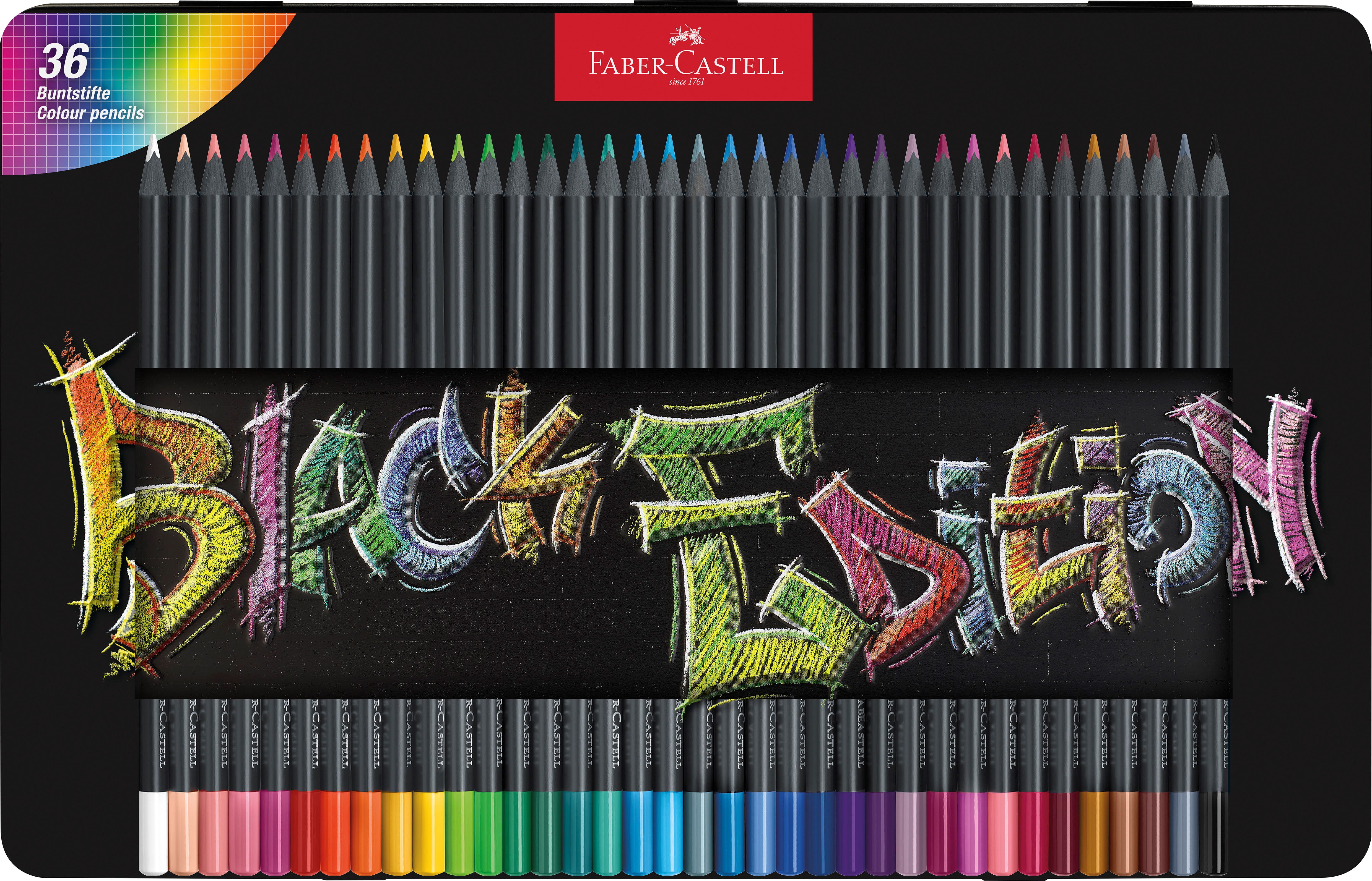 Faber-Castell Black Edition triangular farver tin 36 ass Tegneværktøj Farvet blyant 116437