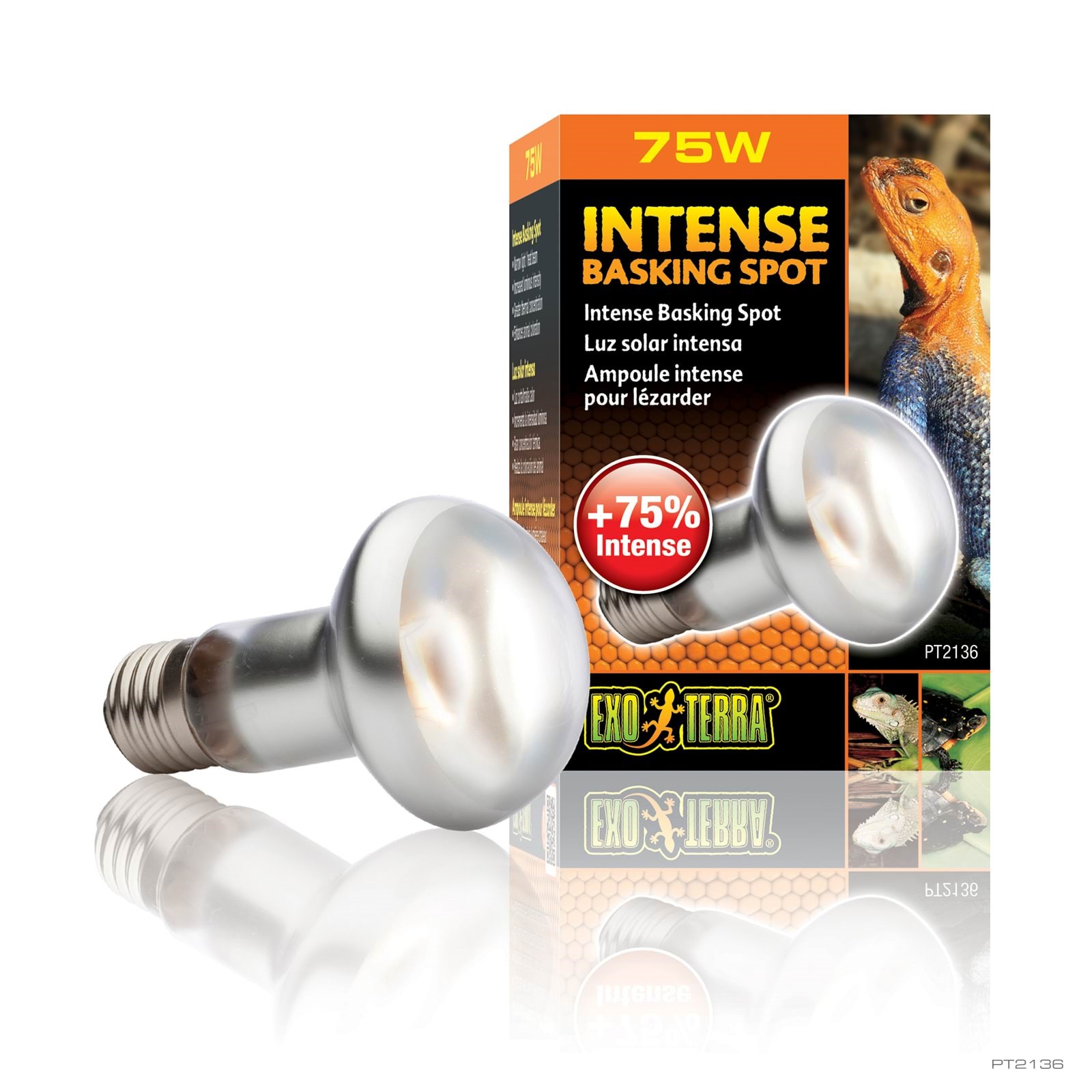 EXO TERRA Sun Glo Intense Basking Spot 75 w. m/UVA Krybdyr Varmelamper Varmepaerer HPT2136