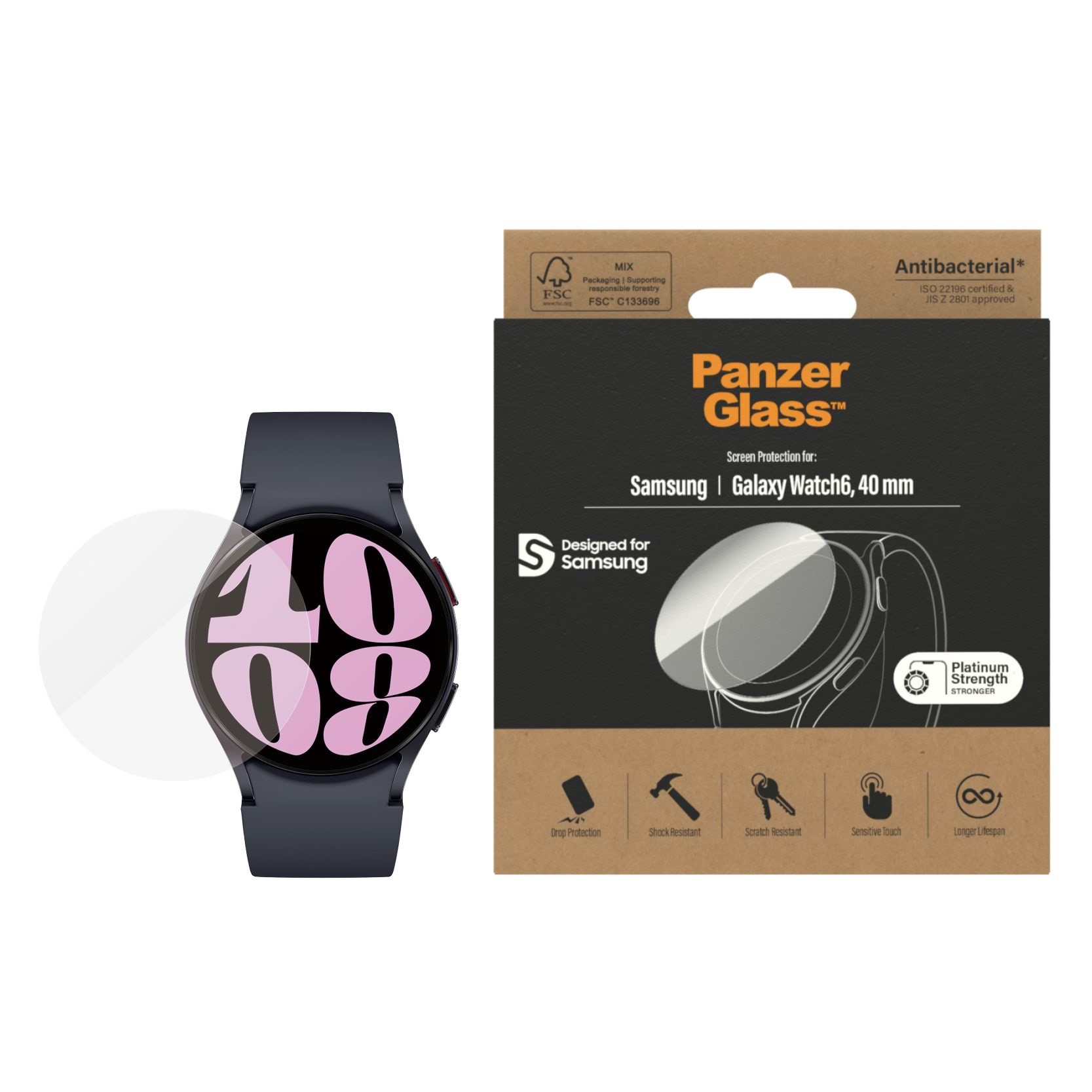 PanzerGlass Screen Protector Samsung Galaxy Watch 6 | 40mm Smartwatch Tilbehør PANZER3683