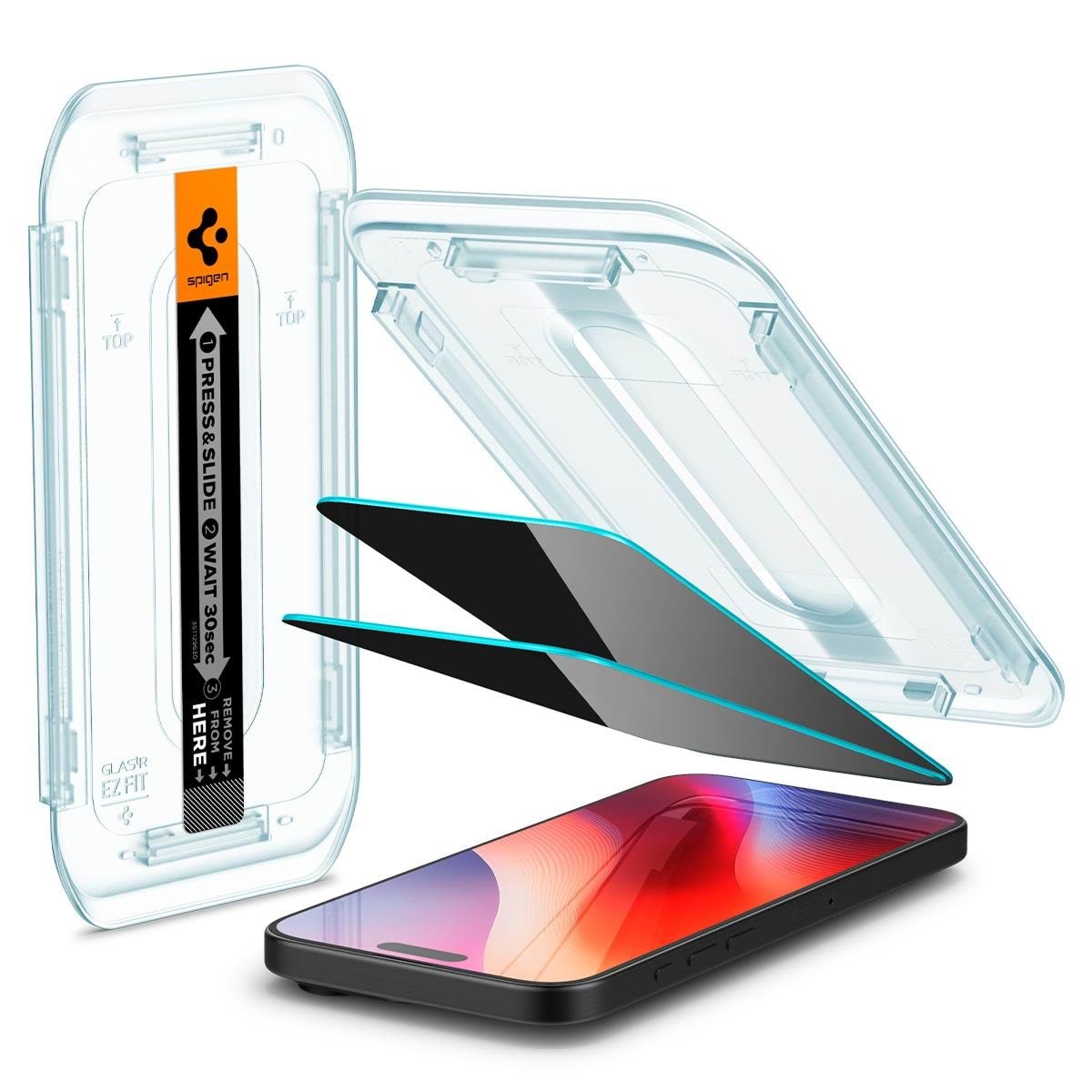 Spigen Glass tR EZ Fit (Privacy) 2 Pack - transparency -iPhone17/16 Pro / 17