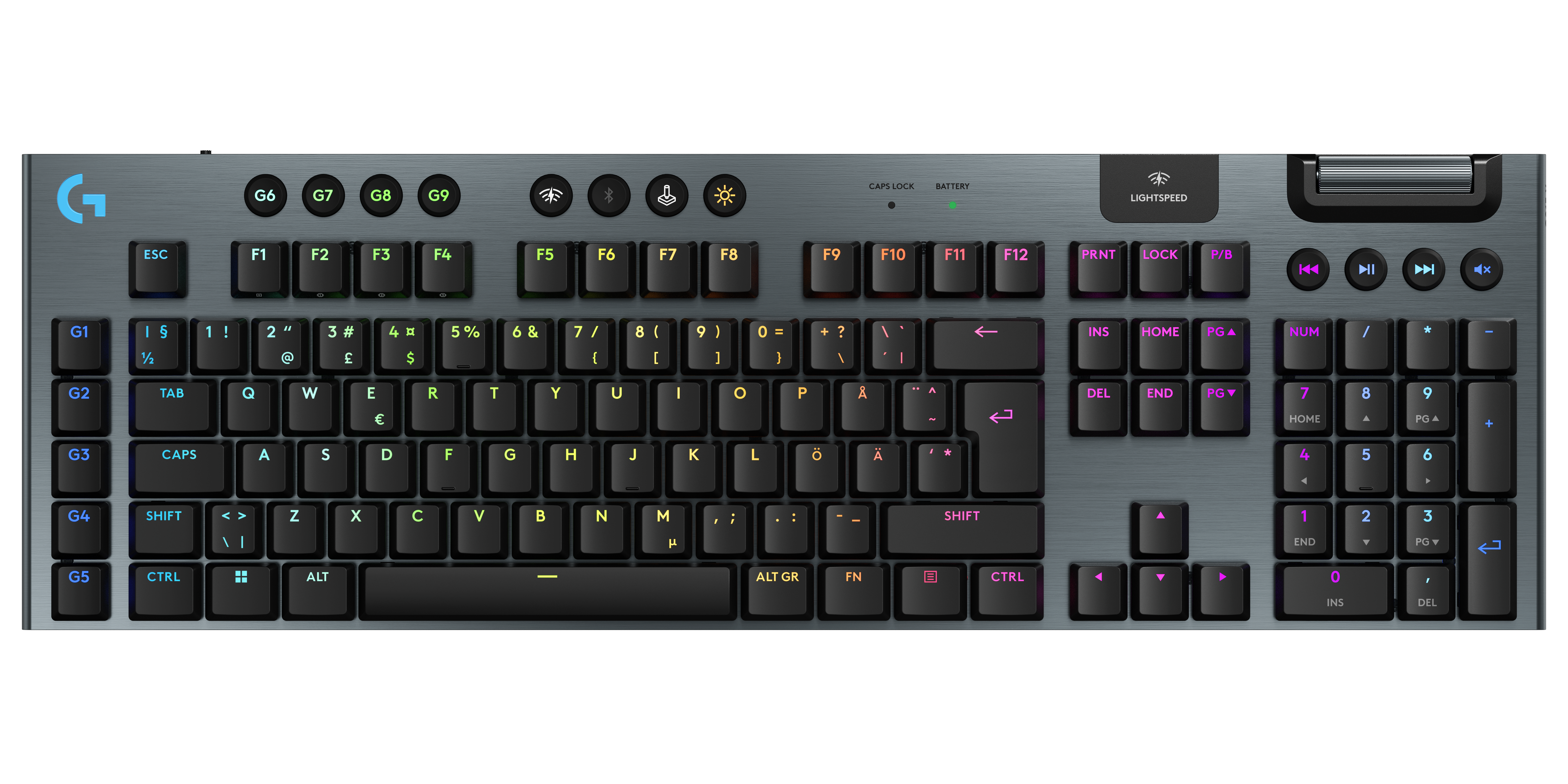 Logitech G915 X LIGHTSPEED - Tactile - 100% - Gaming Tastatur - Nordisk - Sort Tastatur 920-012674
