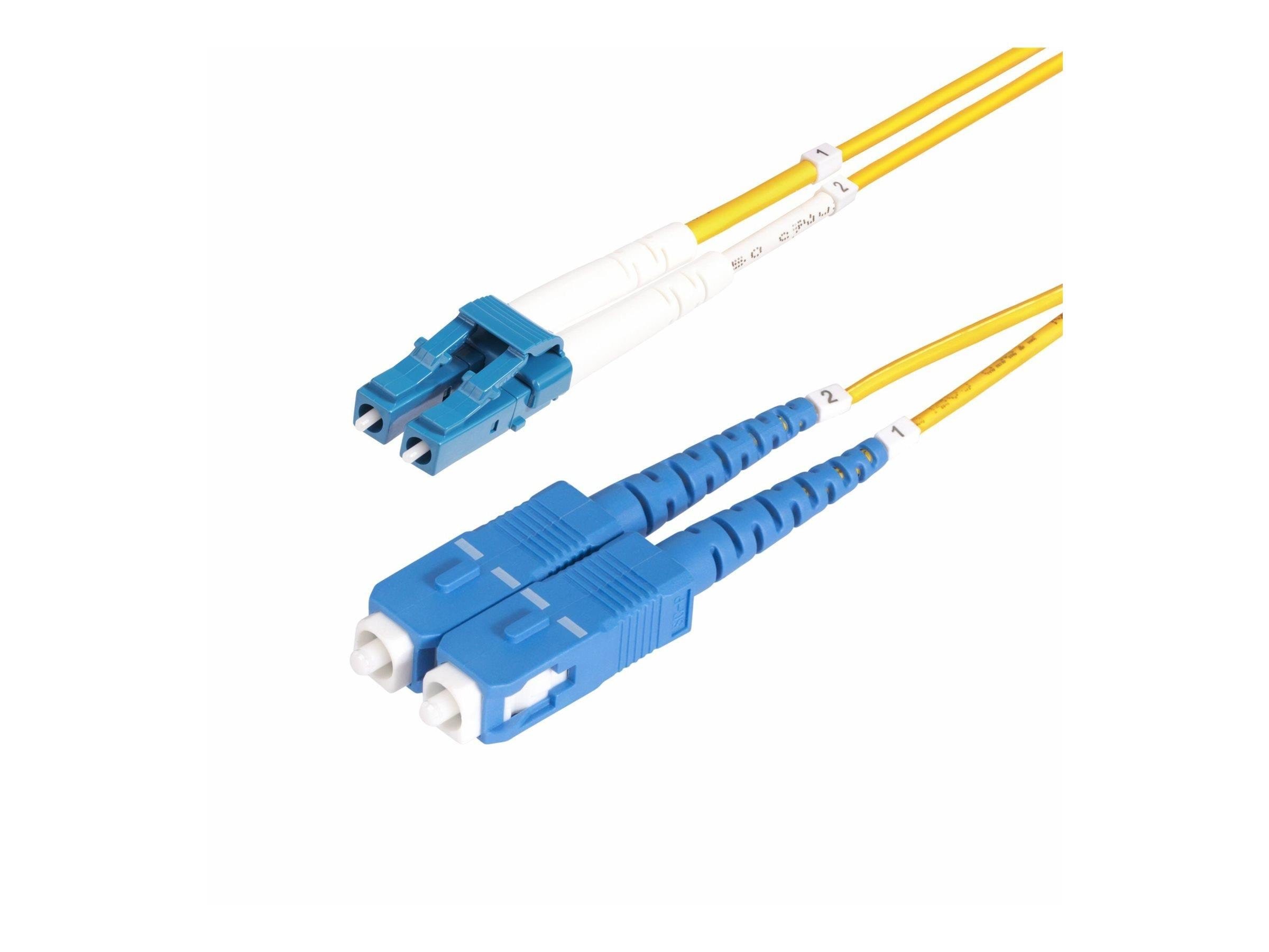 StarTech.com 3m (10ft) LC to SC (UPC) OS2 Single Mode Duplex Fiber Optic Cable - patch cable - 3 m - yellow - Gul - 3m